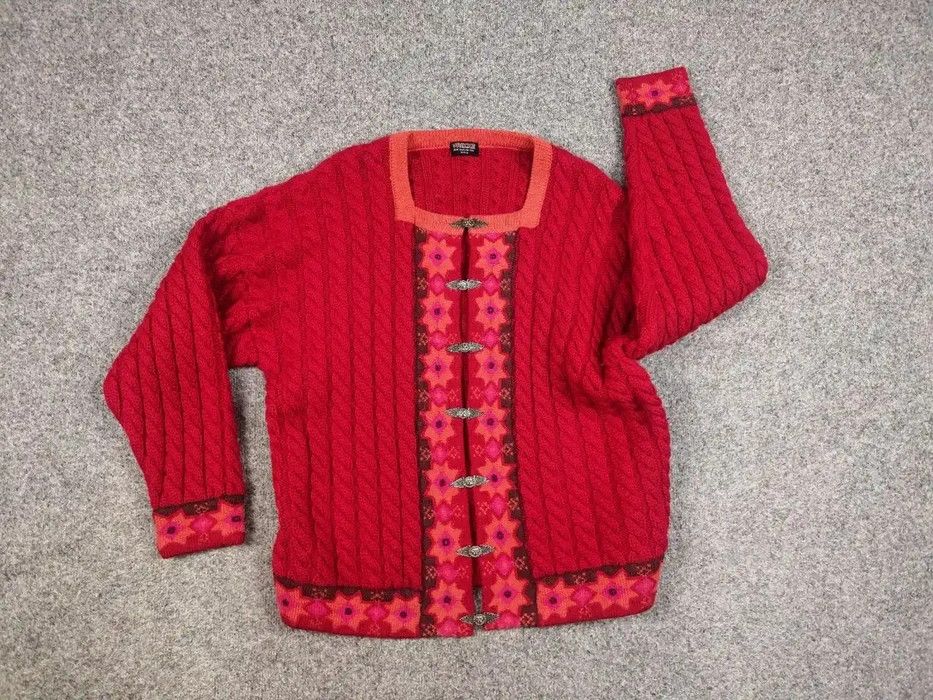 Dale Of Norway Vintage 90's Vrikke Norway Wool pattern Red Sweater Cardigan Size M / US 6-8 / IT 42-44 - 6 Thumbnail