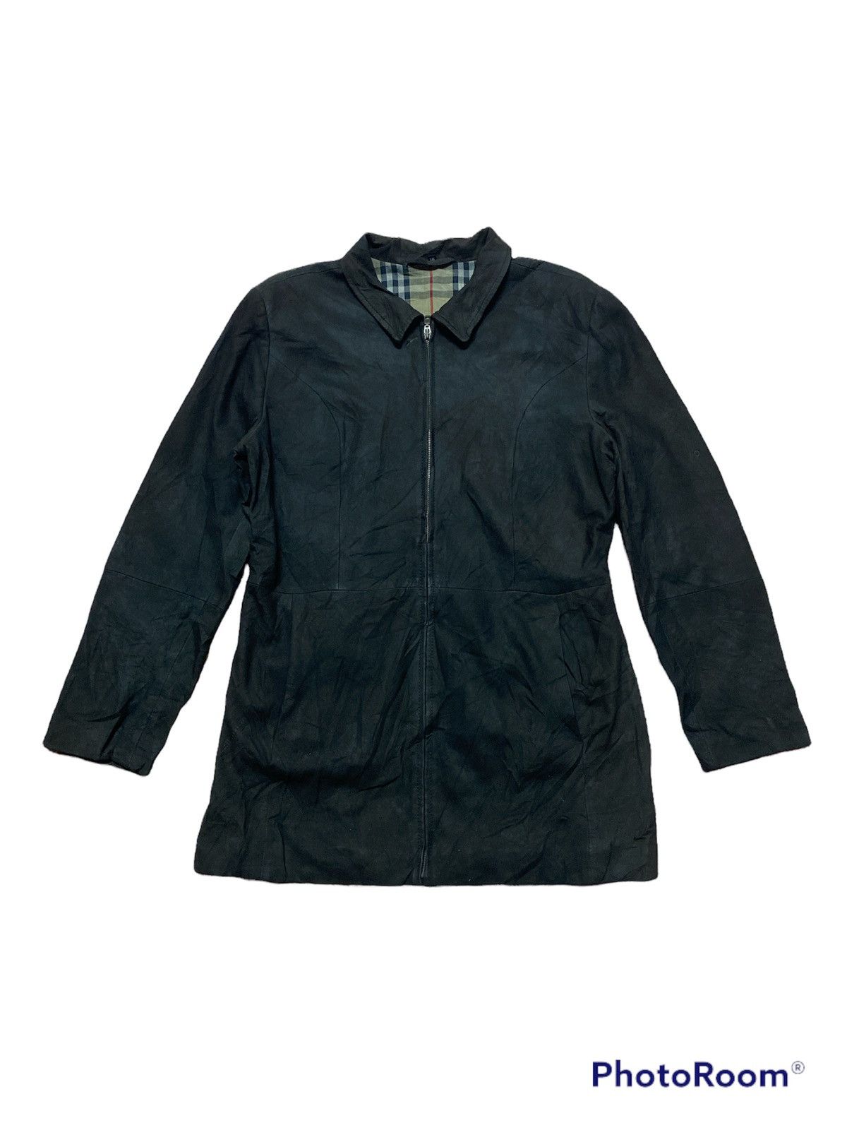 Vintage Burberry Suede Leather Jacket Nova check Lining