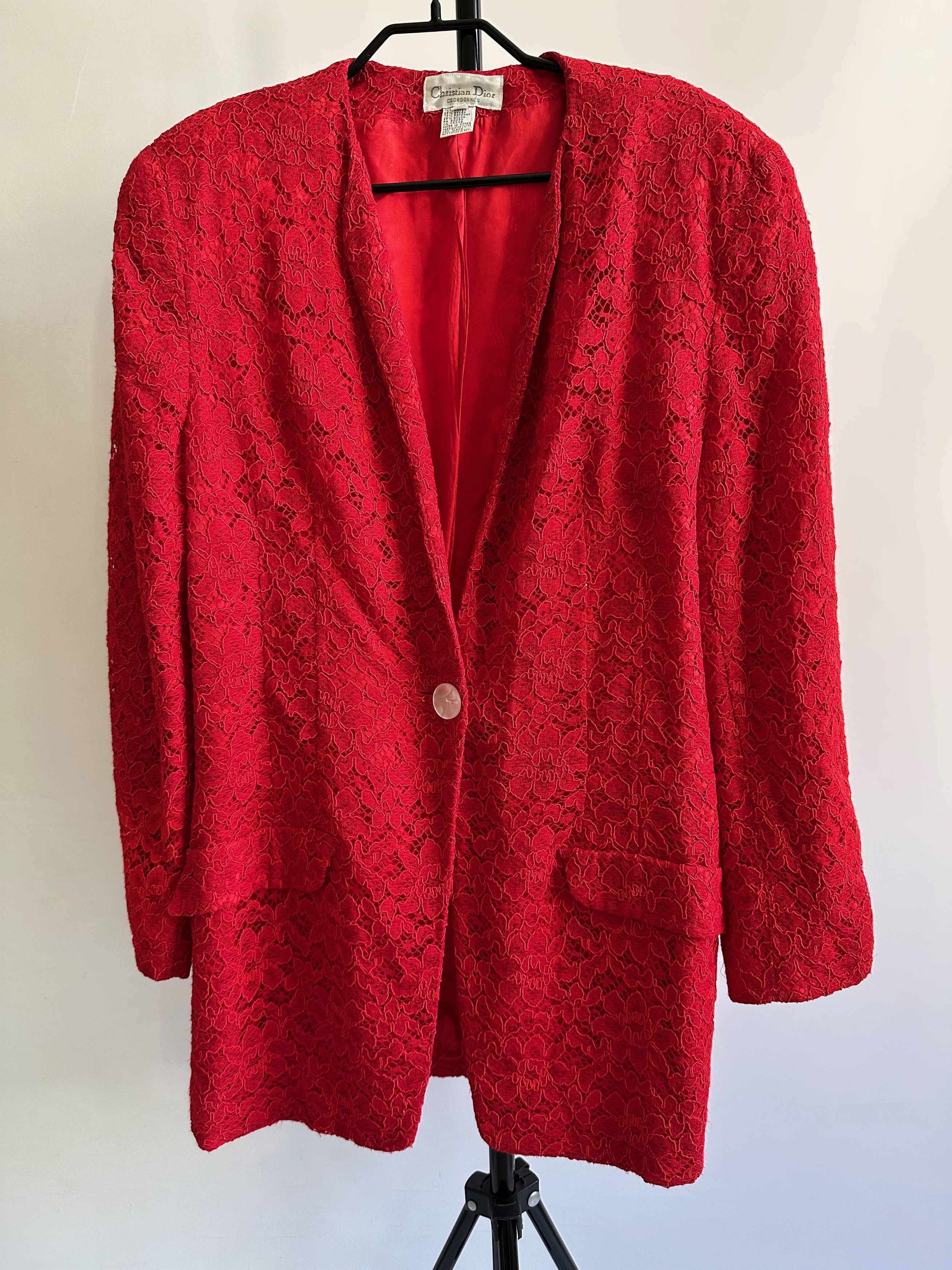 Dior Vintage Christian Dior Coordonnes Rayon Red blazer Jacket Size L / US 10 / IT 46 - 3 Thumbnail