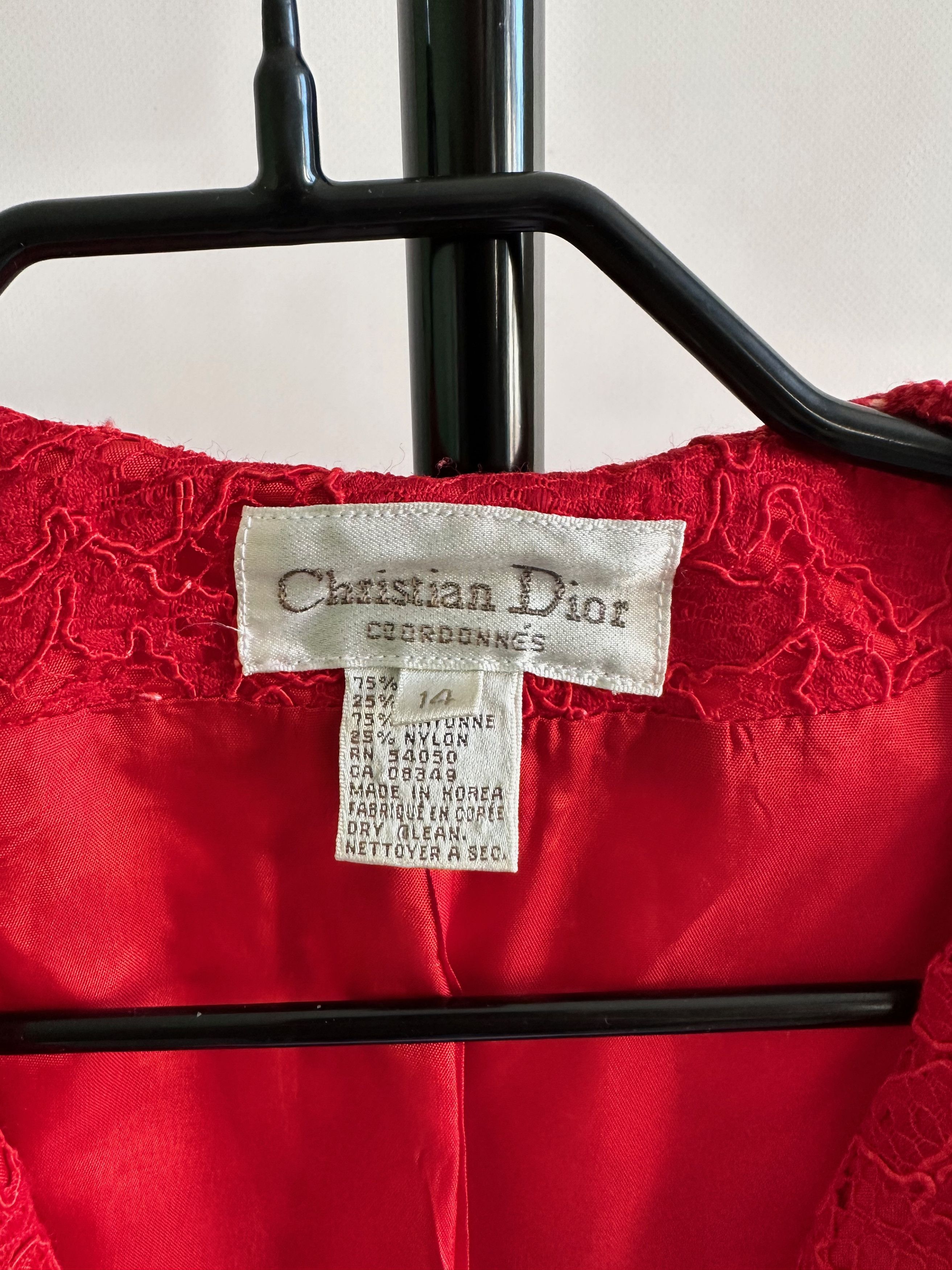Dior Vintage Christian Dior Coordonnes Rayon Red blazer Jacket Size L / US 10 / IT 46 - 4 Thumbnail