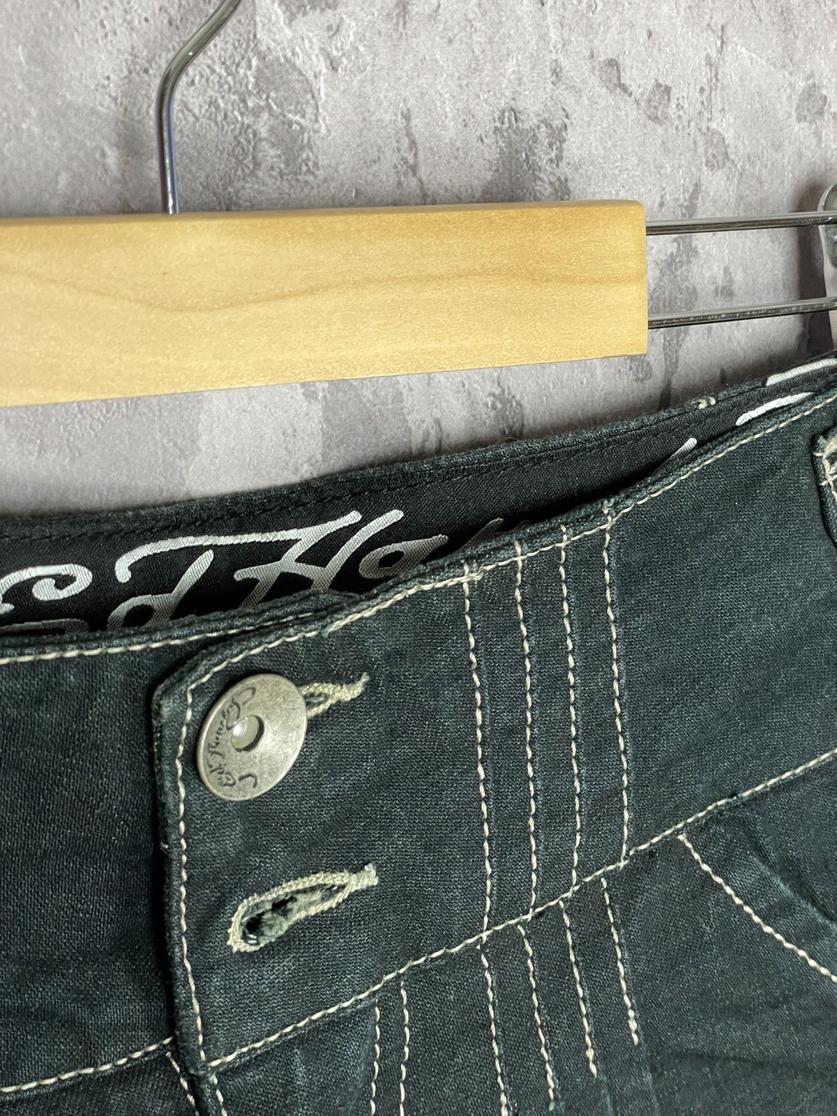 Ed Hardy Ed Hardy black denim wide stitch shorts Size 29" - 5 Thumbnail