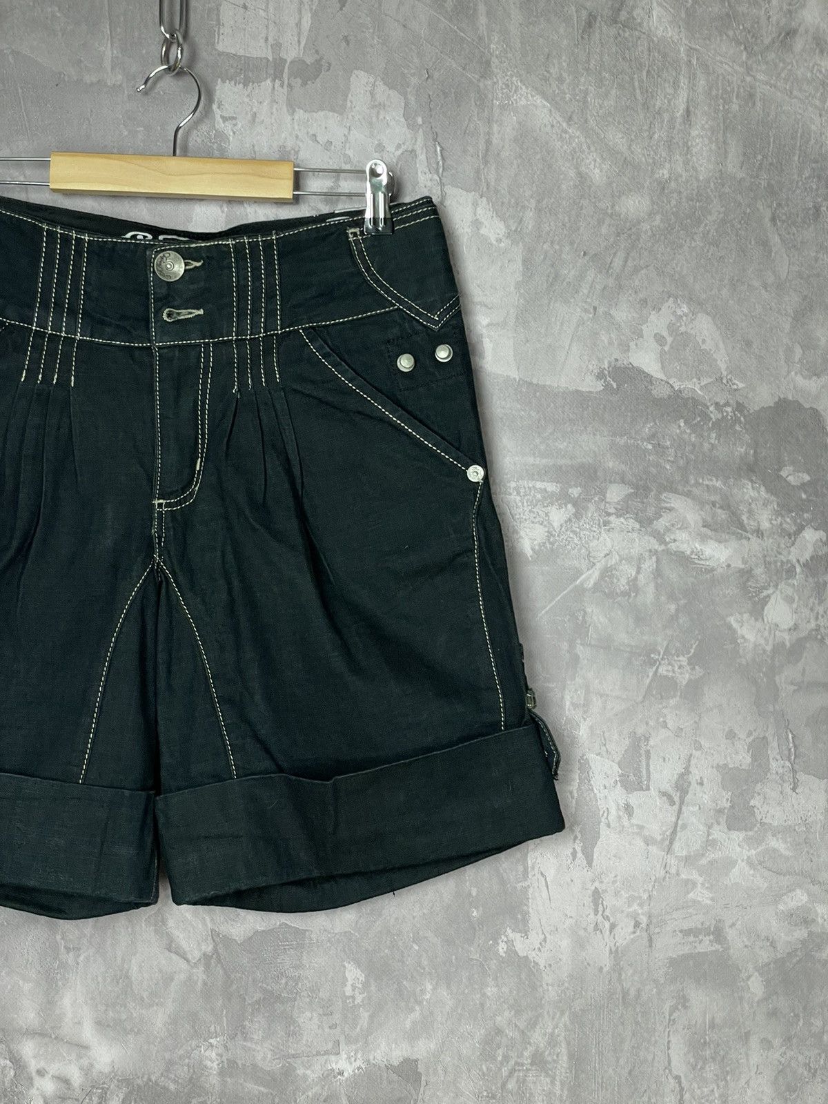 Ed Hardy Ed Hardy black denim wide stitch shorts Size 29" - 2 Thumbnail