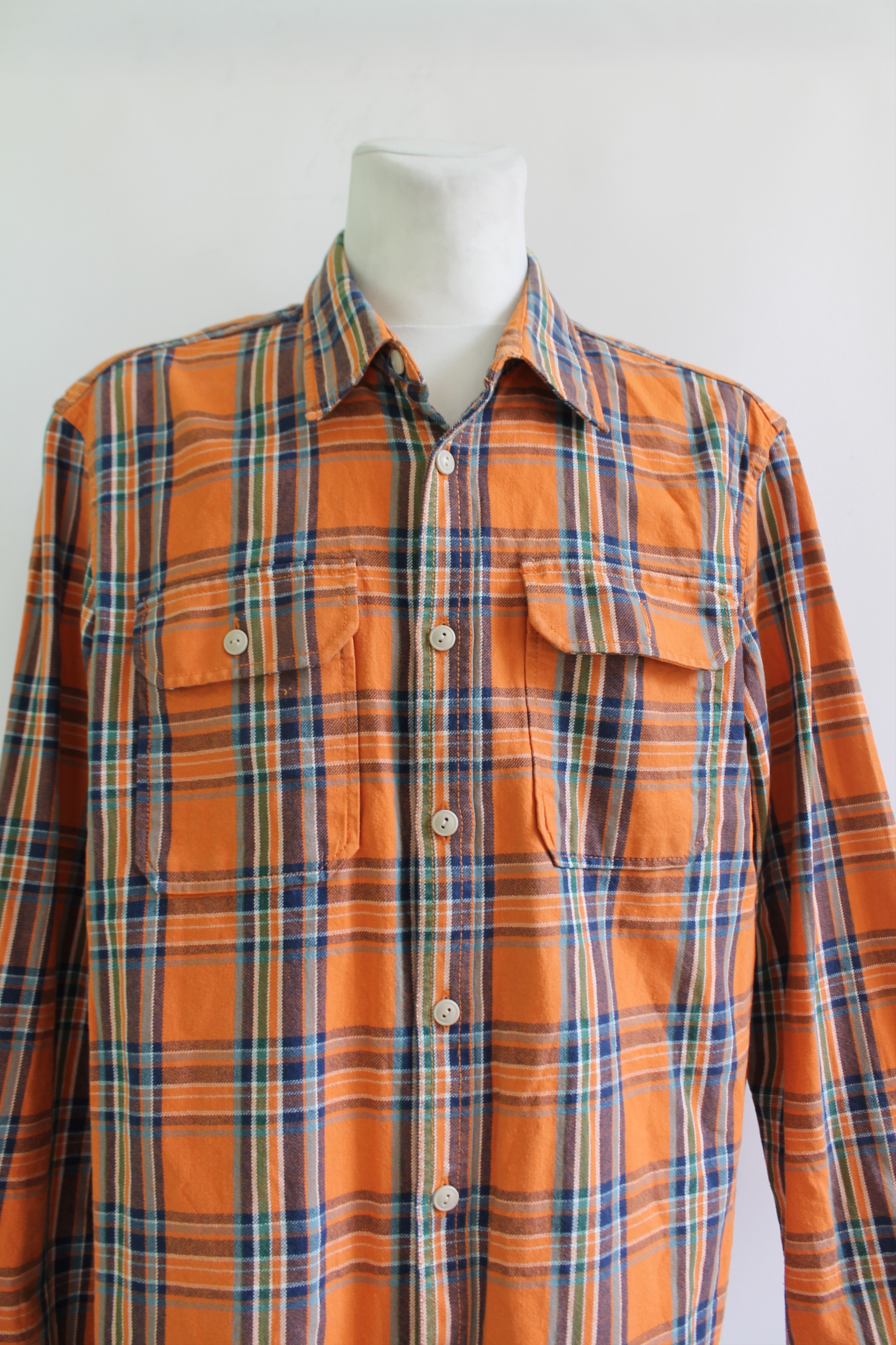 Eddie Bauer Eddie Bauer Flannel Shirt Checkered Plaid Orange XL Size US XL / EU 56 / 4 - 3 Thumbnail