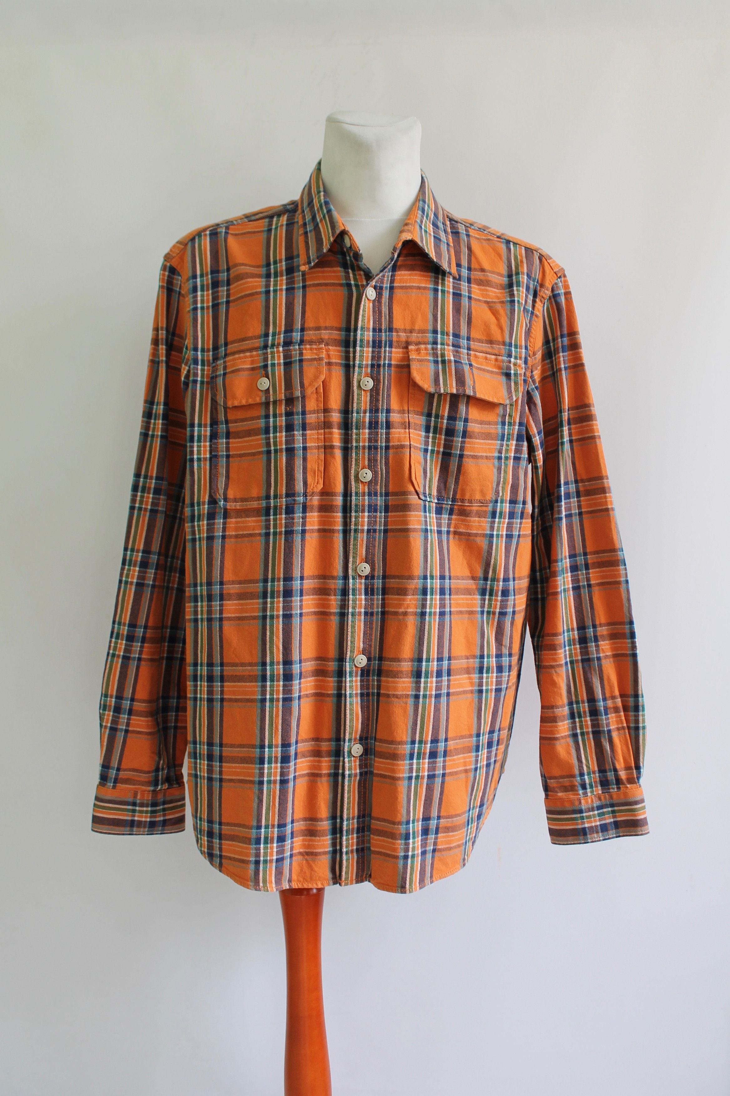Eddie Bauer Eddie Bauer Flannel Shirt Checkered Plaid Orange XL Size US XL / EU 56 / 4 - 2 Thumbnail
