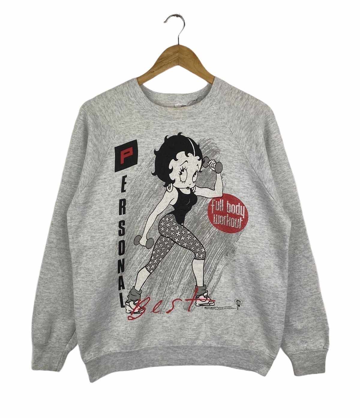 image of Cartoon Network x Vintage Betty Boop Cartoon Big Logo Sweatshirt Pullover in Grey (Size Small)