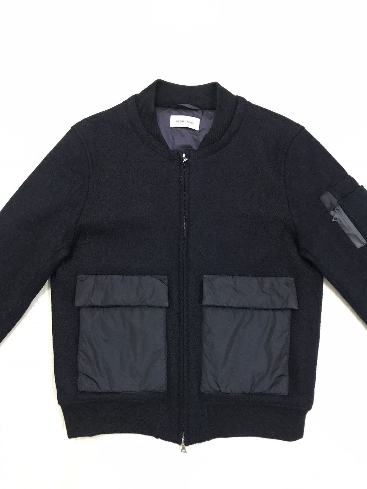 Global Work × Japanese Brand × Vintage Vintage Global Work Japan Indigo Wool Bomber Jacket Size US M / EU 48-50 / 2 - 2 Thumbnail