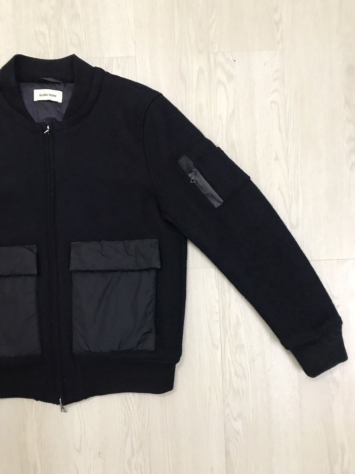 Global Work × Japanese Brand × Vintage Vintage Global Work Japan Indigo Wool Bomber Jacket Size US M / EU 48-50 / 2 - 5 Thumbnail