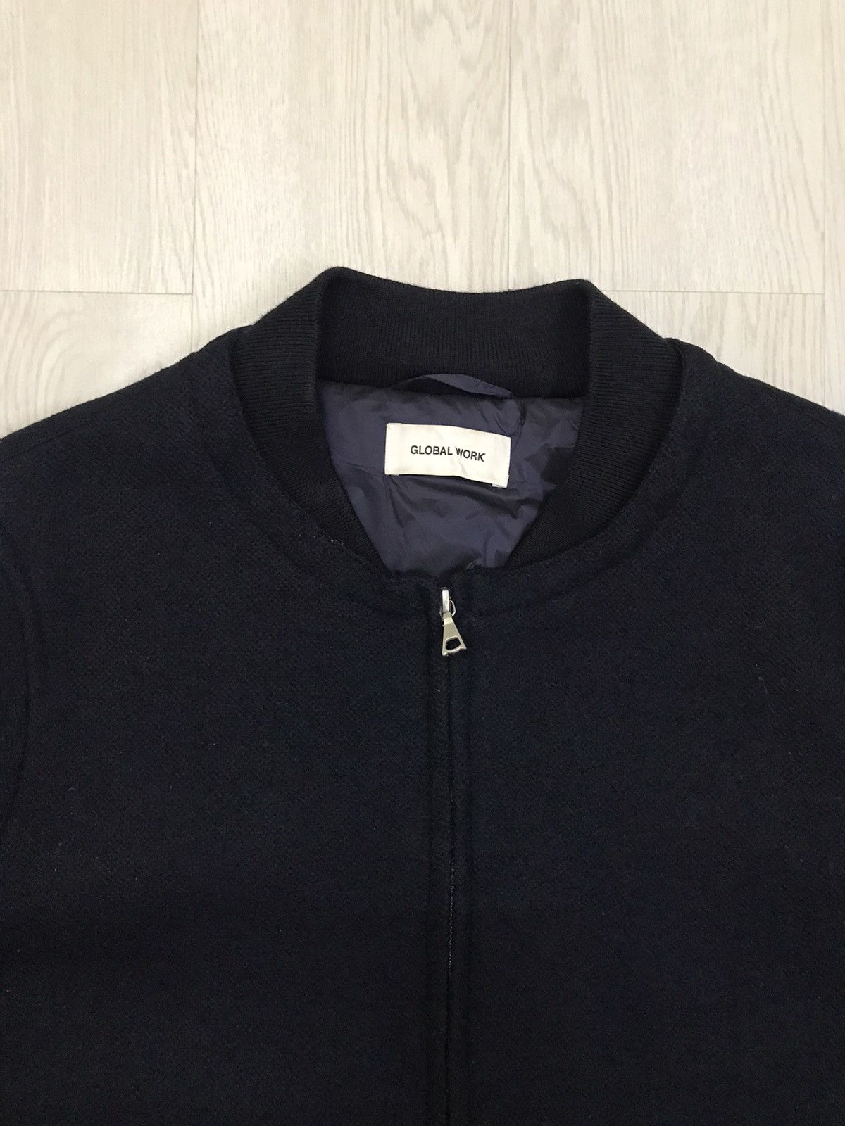 Global Work × Japanese Brand × Vintage Vintage Global Work Japan Indigo Wool Bomber Jacket Size US M / EU 48-50 / 2 - 10 Thumbnail