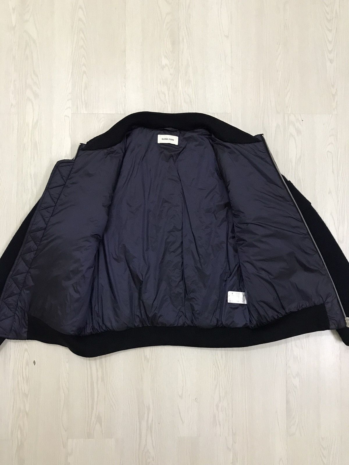 Global Work × Japanese Brand × Vintage Vintage Global Work Japan Indigo Wool Bomber Jacket Size US M / EU 48-50 / 2 - 11 Thumbnail