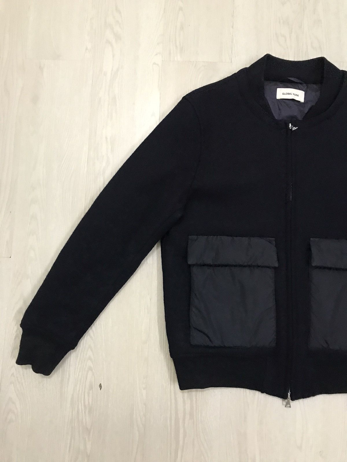 Global Work × Japanese Brand × Vintage Vintage Global Work Japan Indigo Wool Bomber Jacket Size US M / EU 48-50 / 2 - 4 Thumbnail