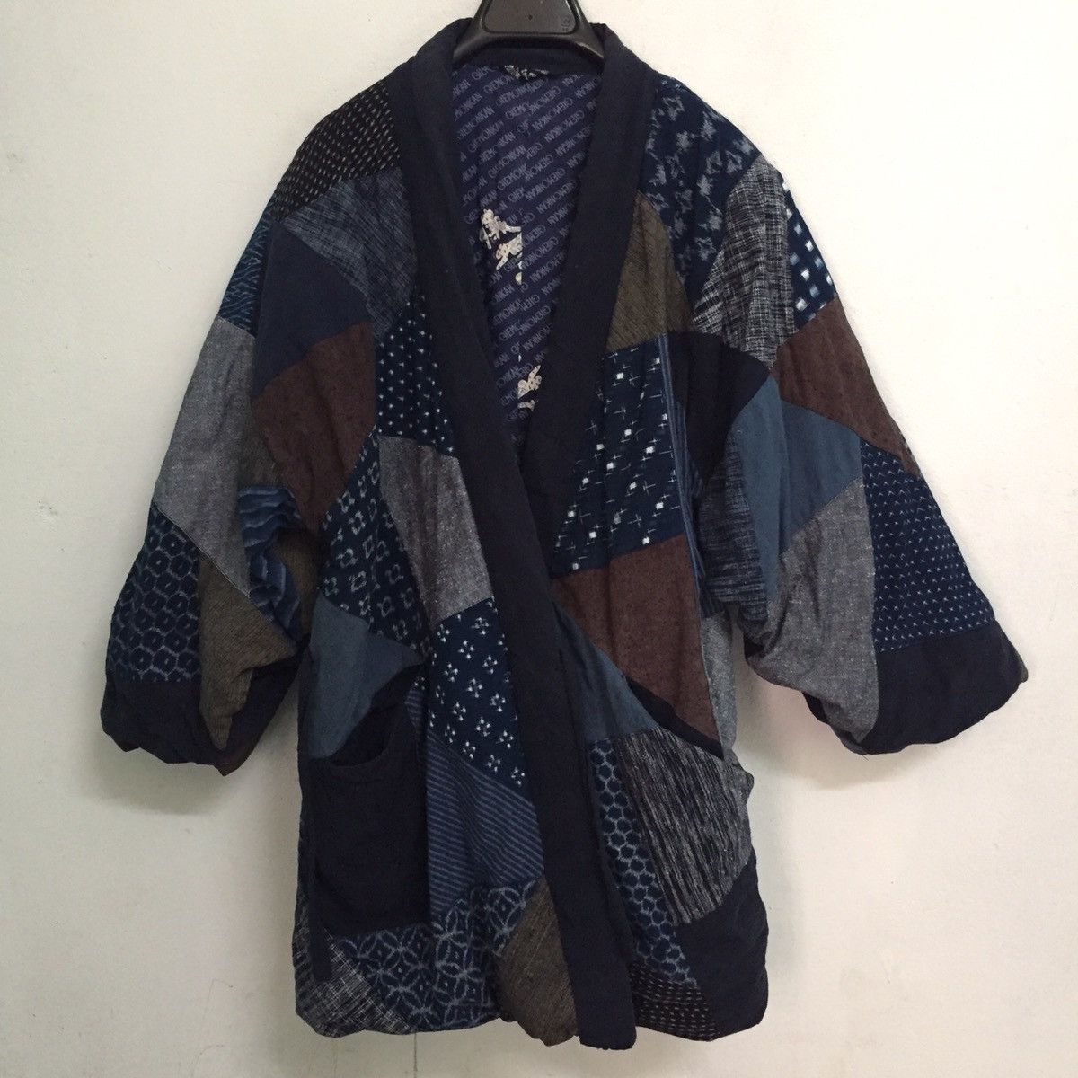 Japanese Brand 🔥STEALS🔥Rare Patchy Kimono Kurume Kasuri Style Boro Like Size US L / EU 52-54 / 3 - 18 Thumbnail