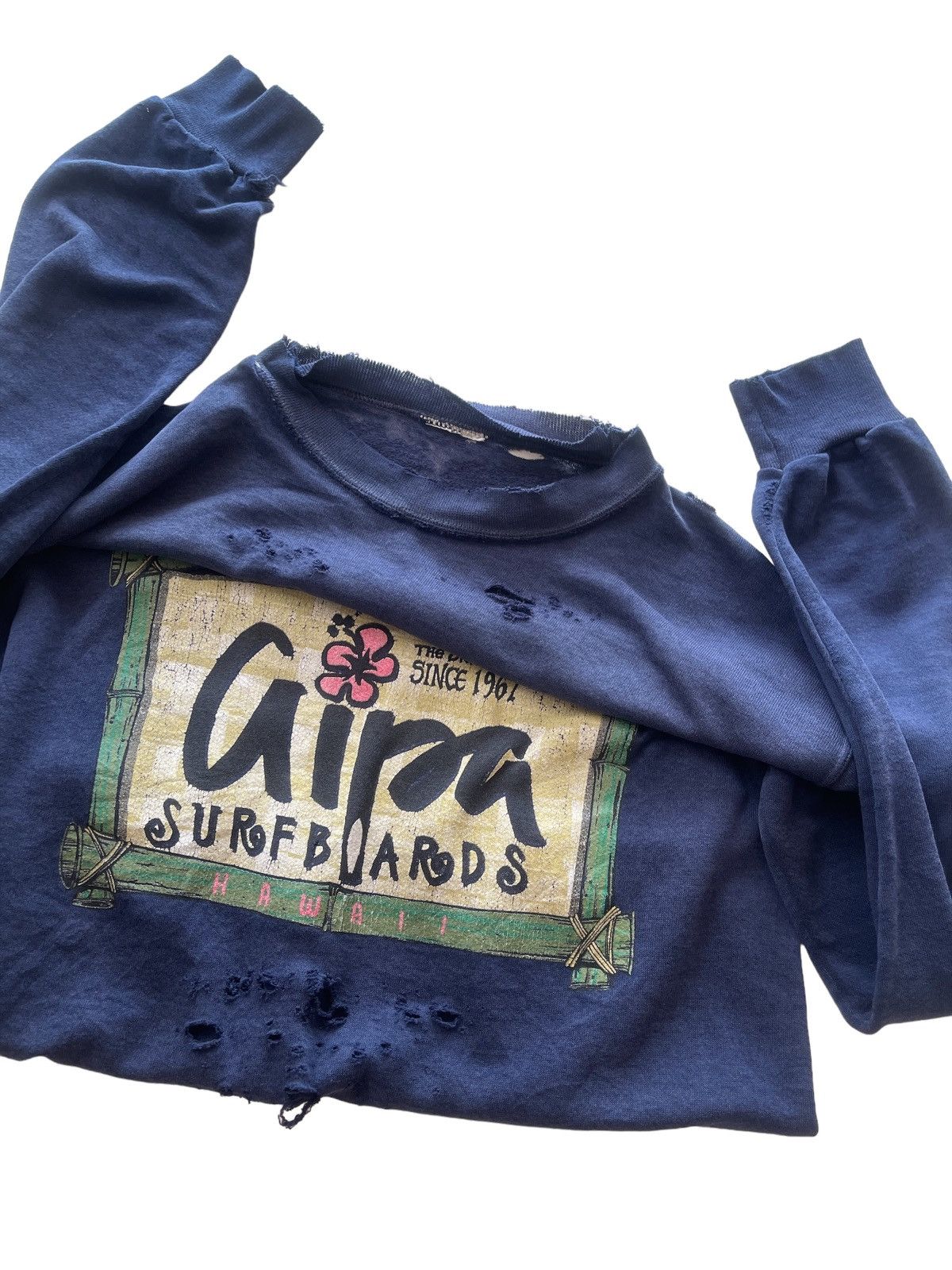 Vintage Crazy Distressed Sunfaded Surfboards Sweatshirt Size US L / EU 52-54 / 3 - 9 Thumbnail