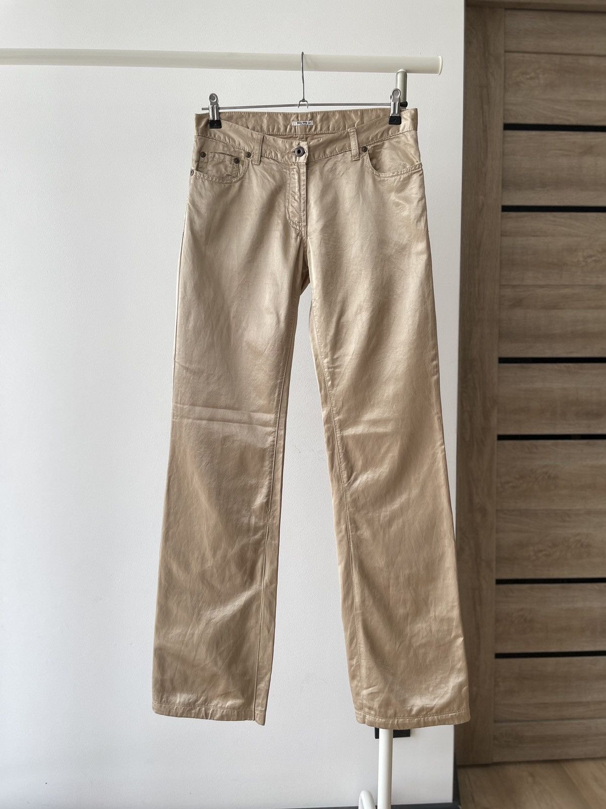 Prada ARCHIVE VINTAGE MIU MIU GOLD PANTS | Grailed