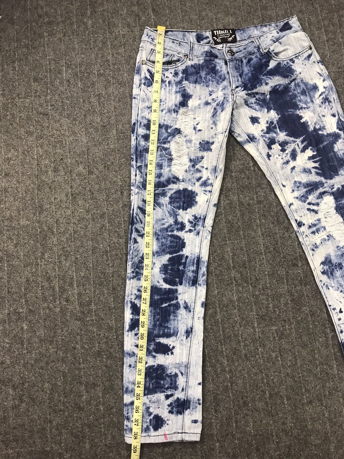 Japanese Brand Hype Style Thrill Skinny Cut Style Acid Wash Punk Rock Size 31" - 8 Thumbnail