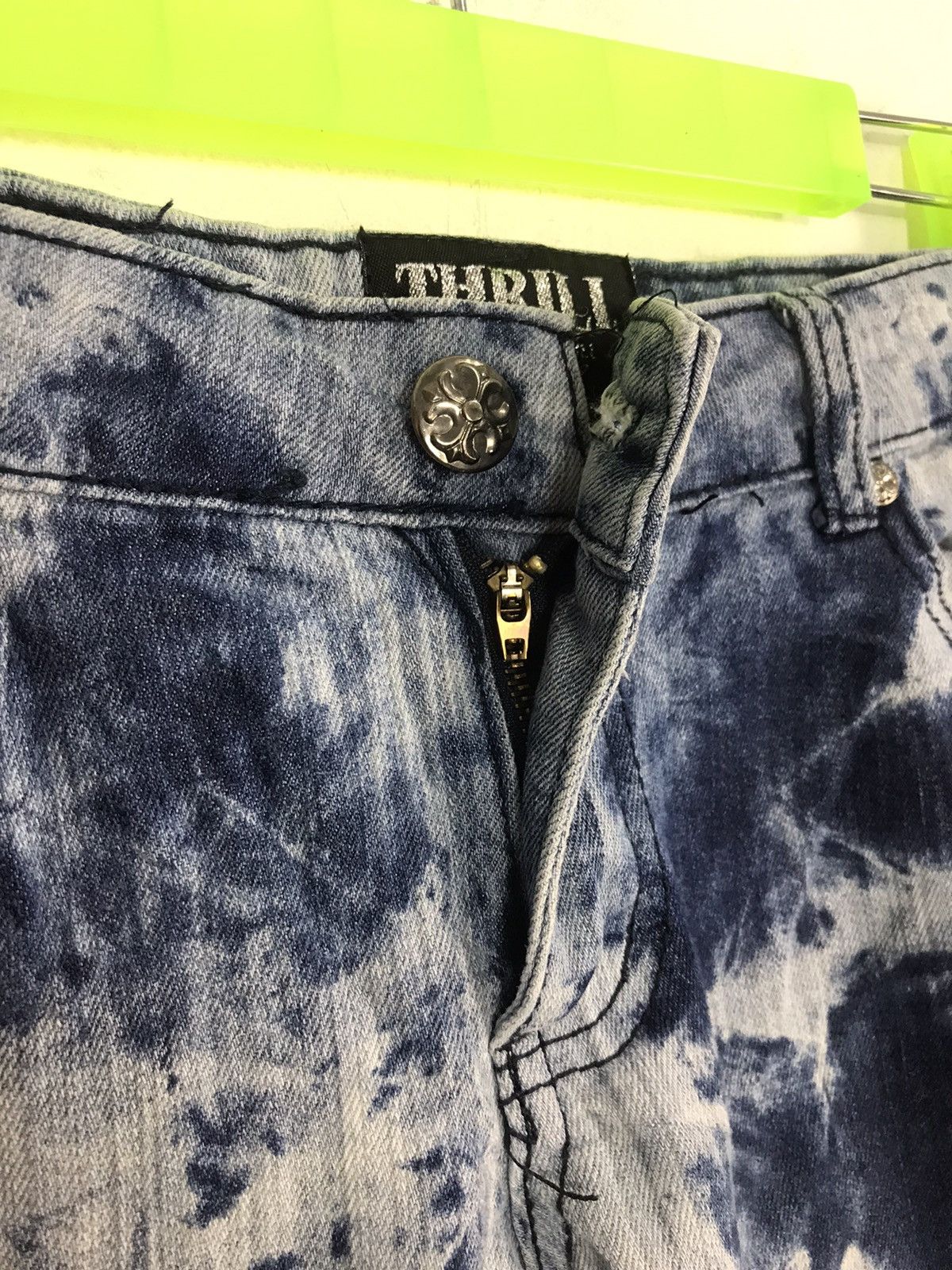 Japanese Brand Hype Style Thrill Skinny Cut Style Acid Wash Punk Rock Size 31" - 6 Thumbnail
