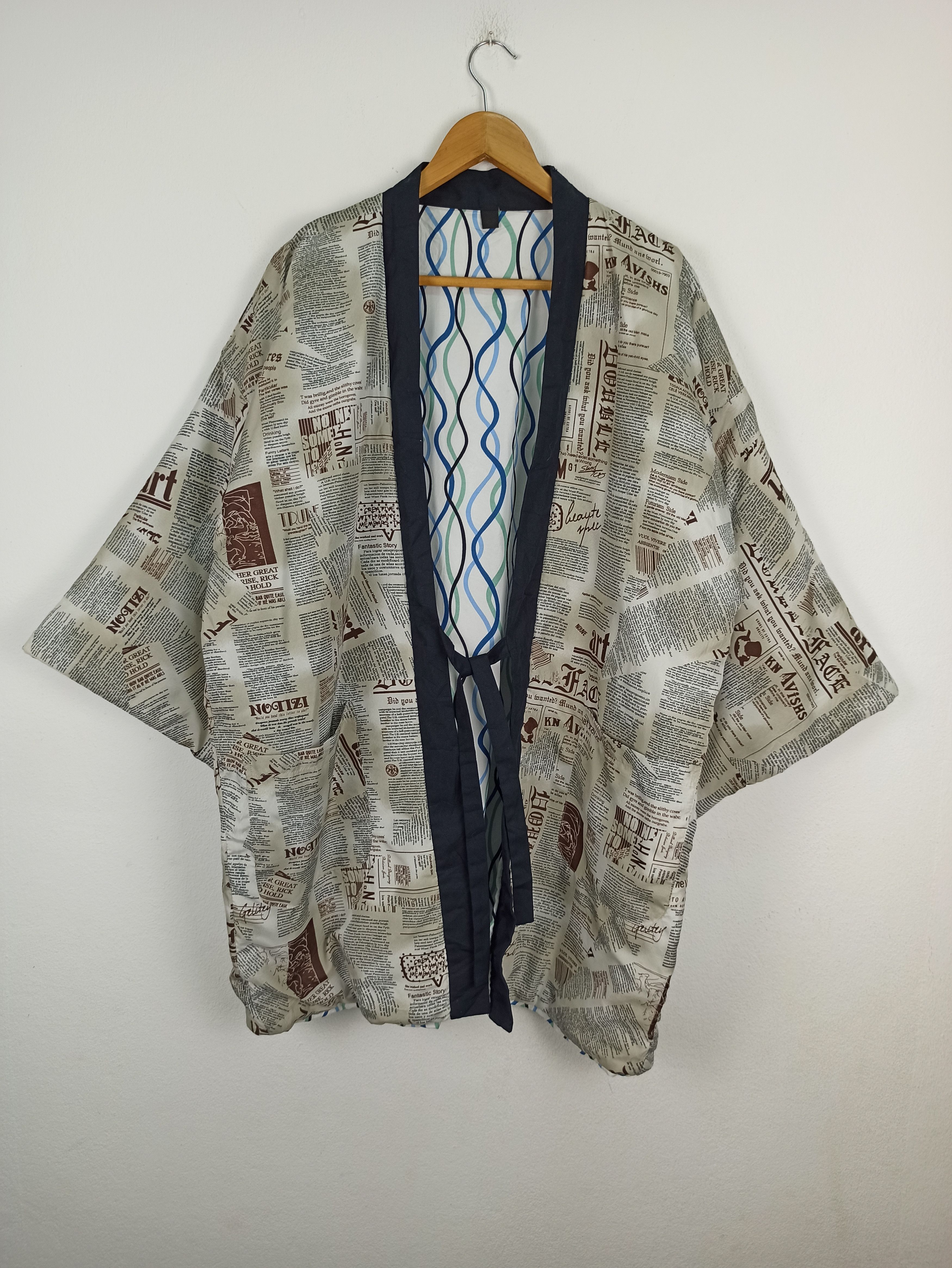 Japanese Brand 🔥Rare🔥 Newspaper Full Print Japanese Kimono Size US XL / EU 56 / 4 - 1 Thumbnail