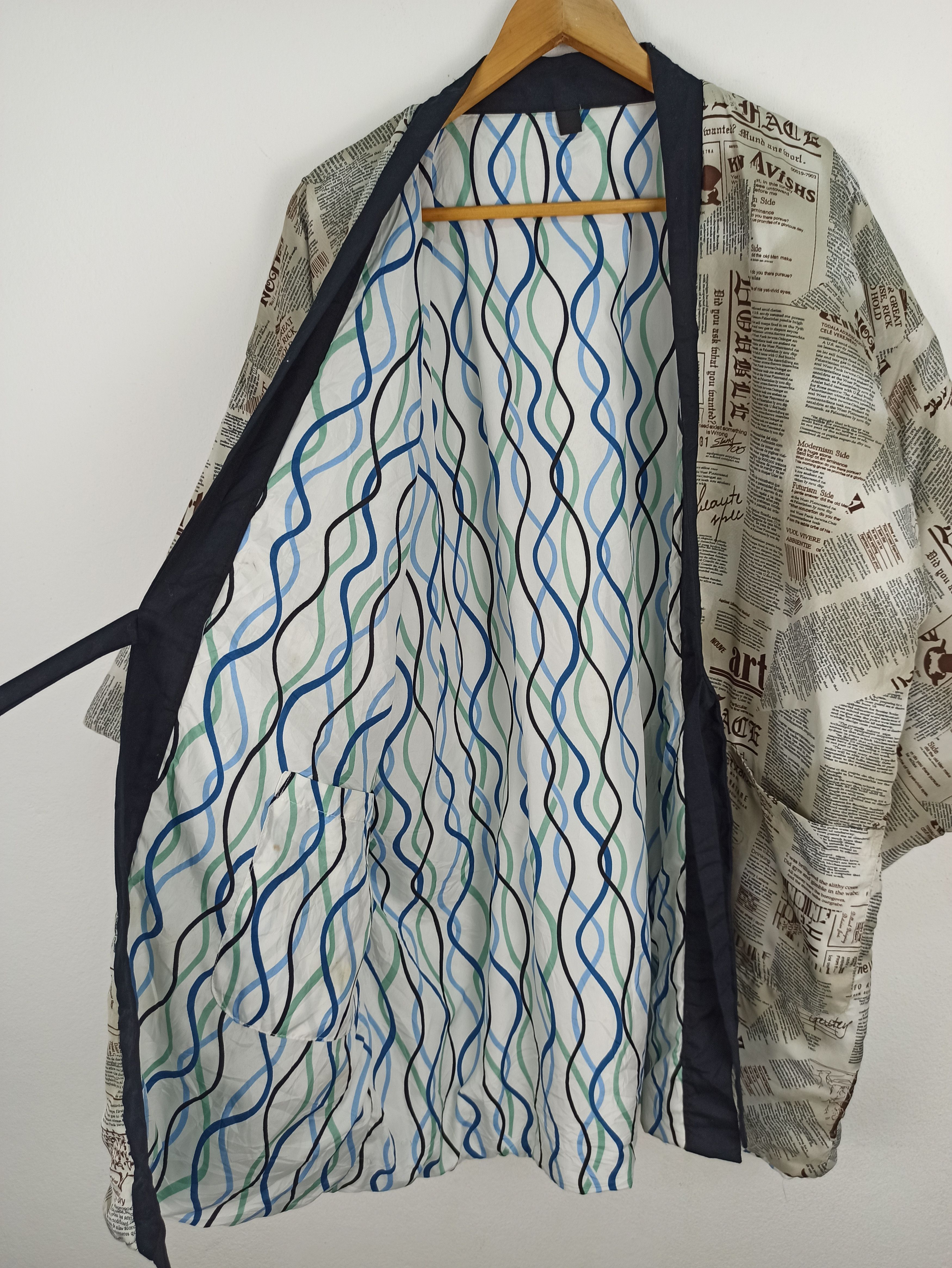 Japanese Brand 🔥Rare🔥 Newspaper Full Print Japanese Kimono Size US XL / EU 56 / 4 - 6 Thumbnail
