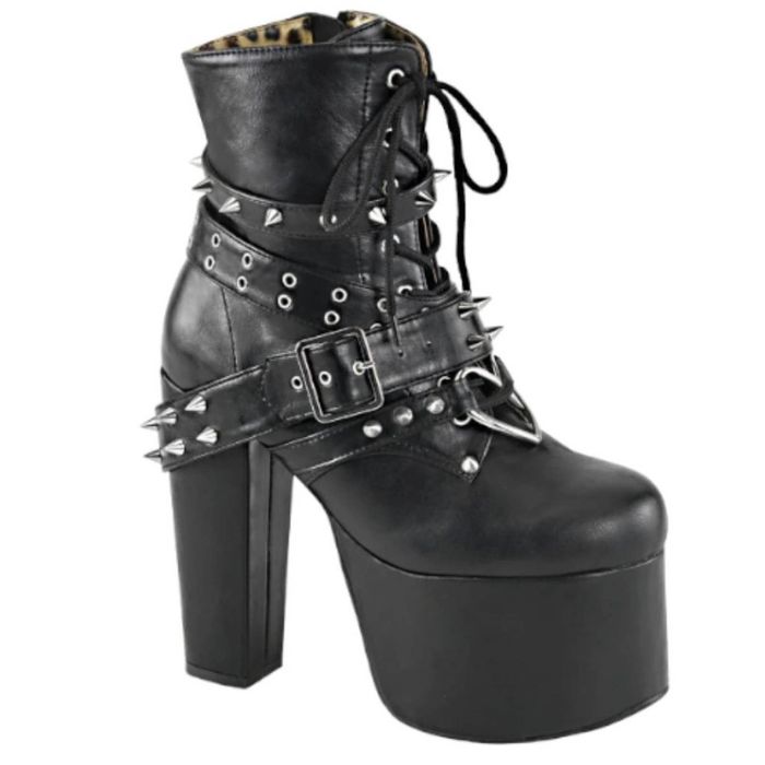 Demonia Cult DEMONIA Torment 700 Black Vegan Leather Spiked Platform ...