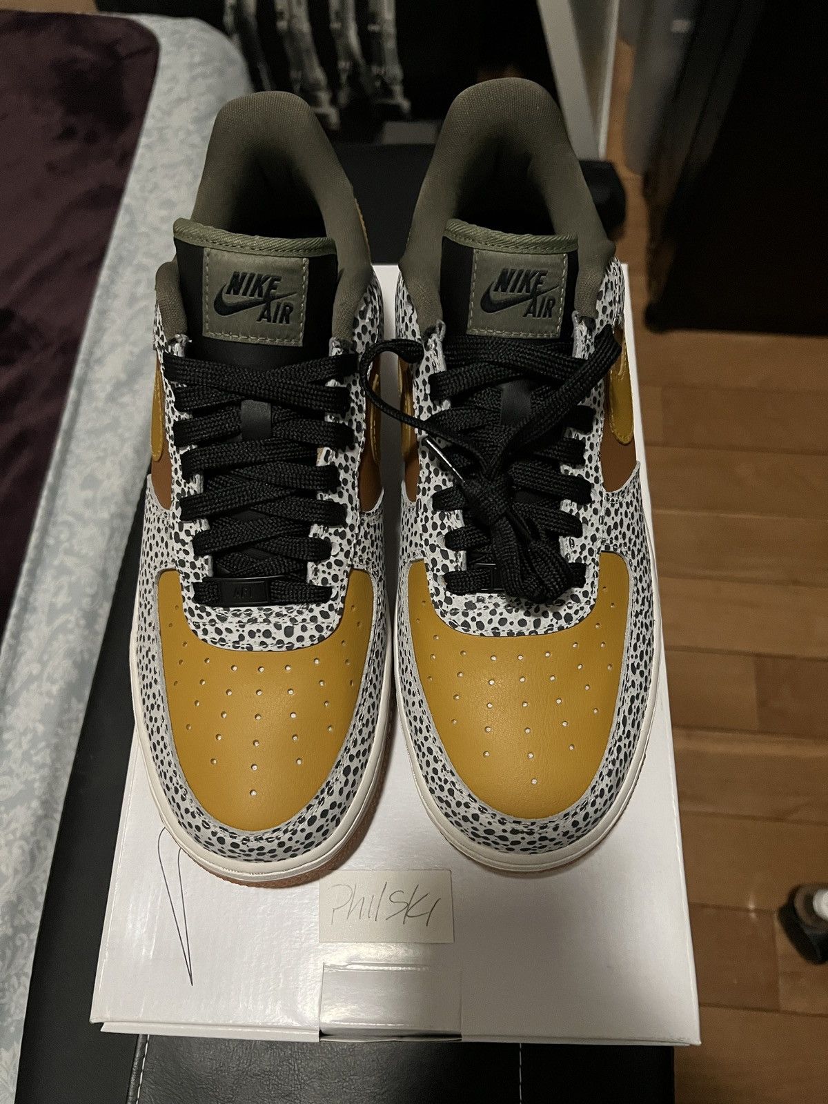 image of Nike By You Air Force 1 Af1 Sarfari Shoes in Orange, Men's (Size 9.5)