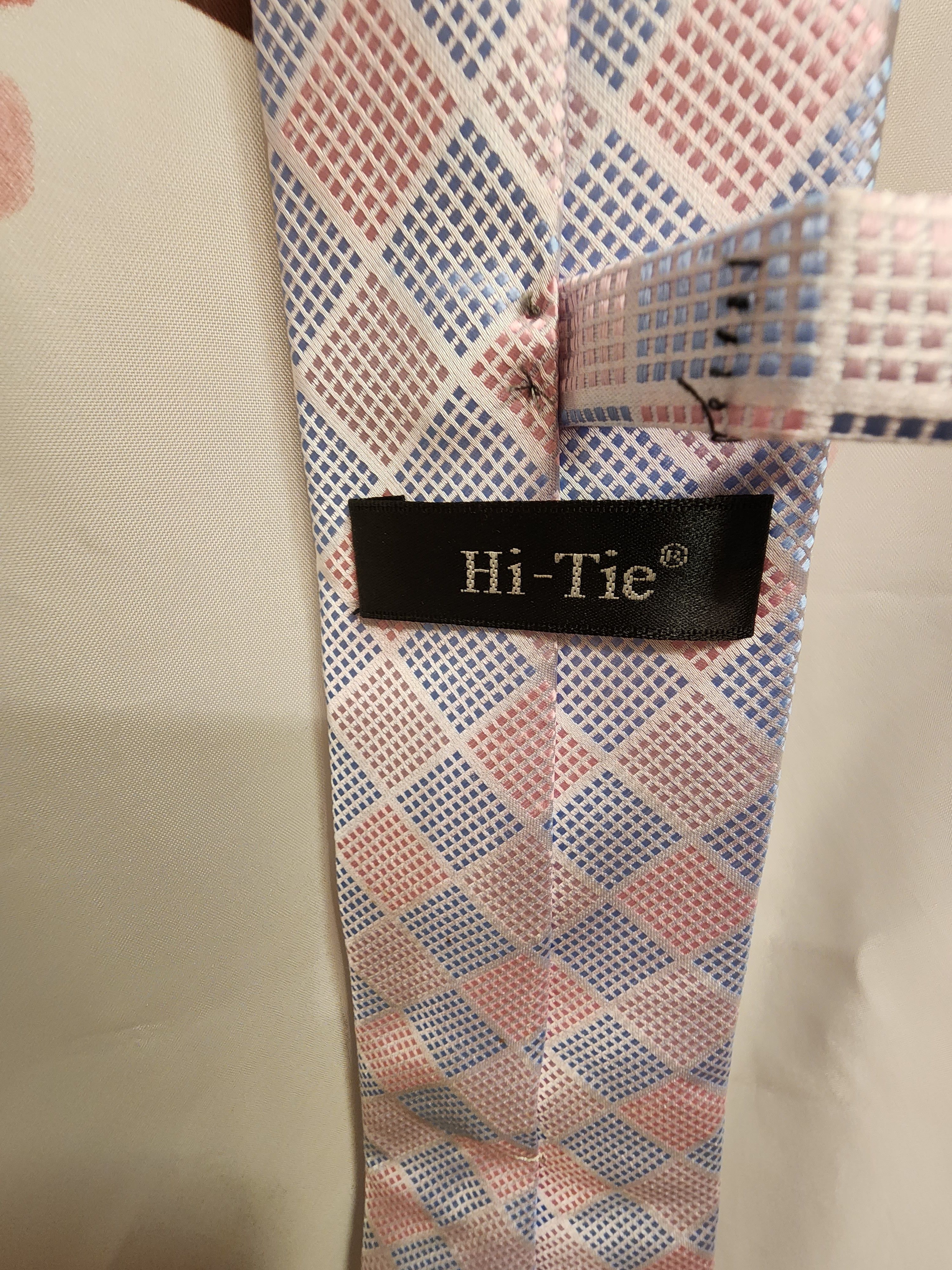 Other NWOT Hi-Tie Pink Blue Square Diamond Pattern Tie Classic Size ONE SIZE - 3 Thumbnail