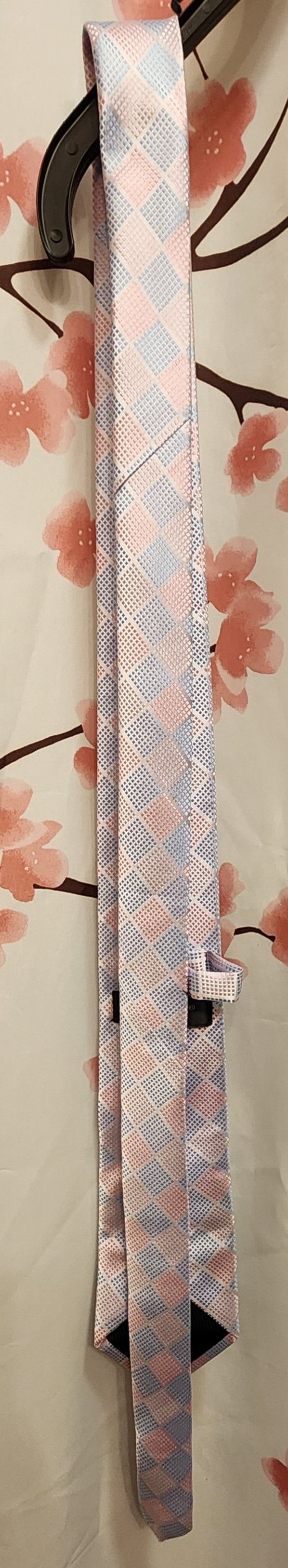 Other NWOT Hi-Tie Pink Blue Square Diamond Pattern Tie Classic Size ONE SIZE - 2 Thumbnail