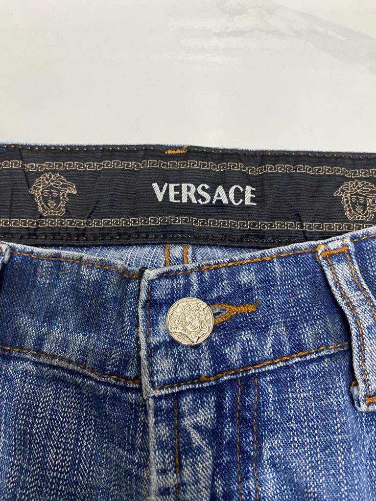Versace BAGGY🔥VERSACE JEANS COUTURE DISTRESSED BAGGY DENIM JEANS Size US 33 - 17 Thumbnail