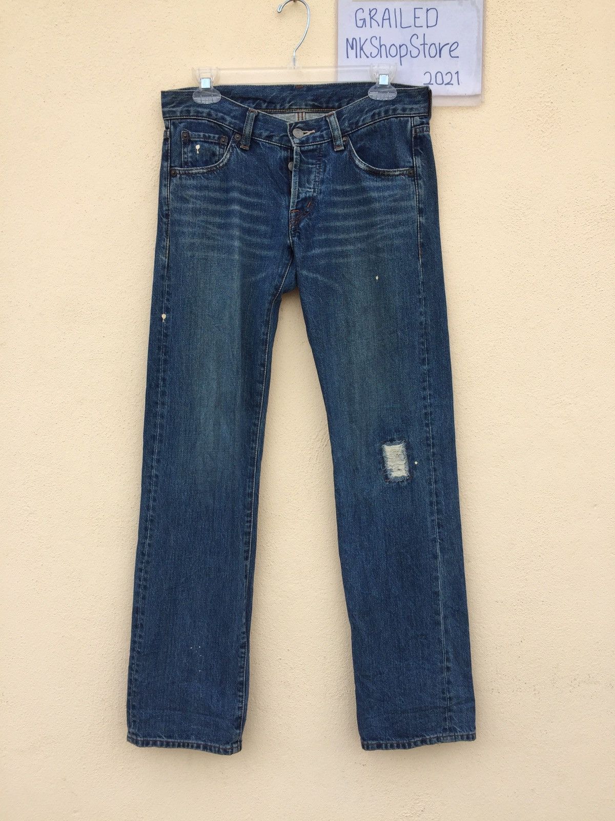 Japanese Brand × Uniqlo × Vintage Vintage Uniqlo Japan Ripped Jeans Painter p176 Size US 30 / EU 46 - 1 Thumbnail