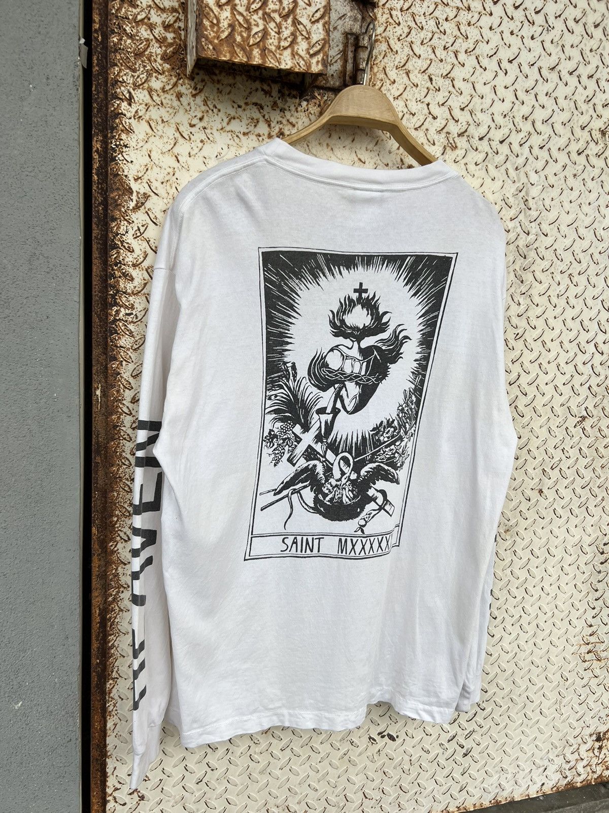 Saint Michael 🔥OFFER🔥SAINT MICHAEL WAR IN HEAVEN LONG SLEEVE TEE WHITE Size US XL / EU 56 / 4 - 10 Thumbnail