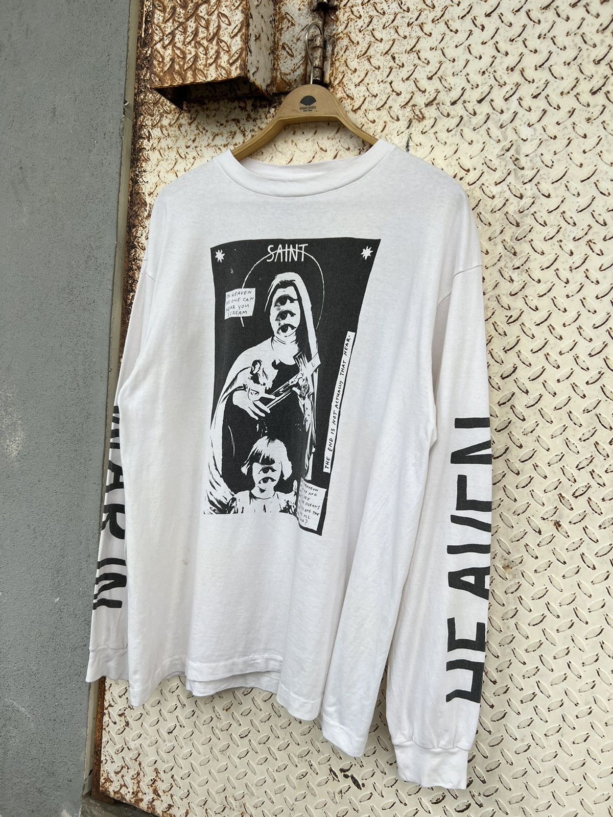 Saint Michael 🔥OFFER🔥SAINT MICHAEL WAR IN HEAVEN LONG SLEEVE TEE WHITE Size US XL / EU 56 / 4 - 4 Thumbnail