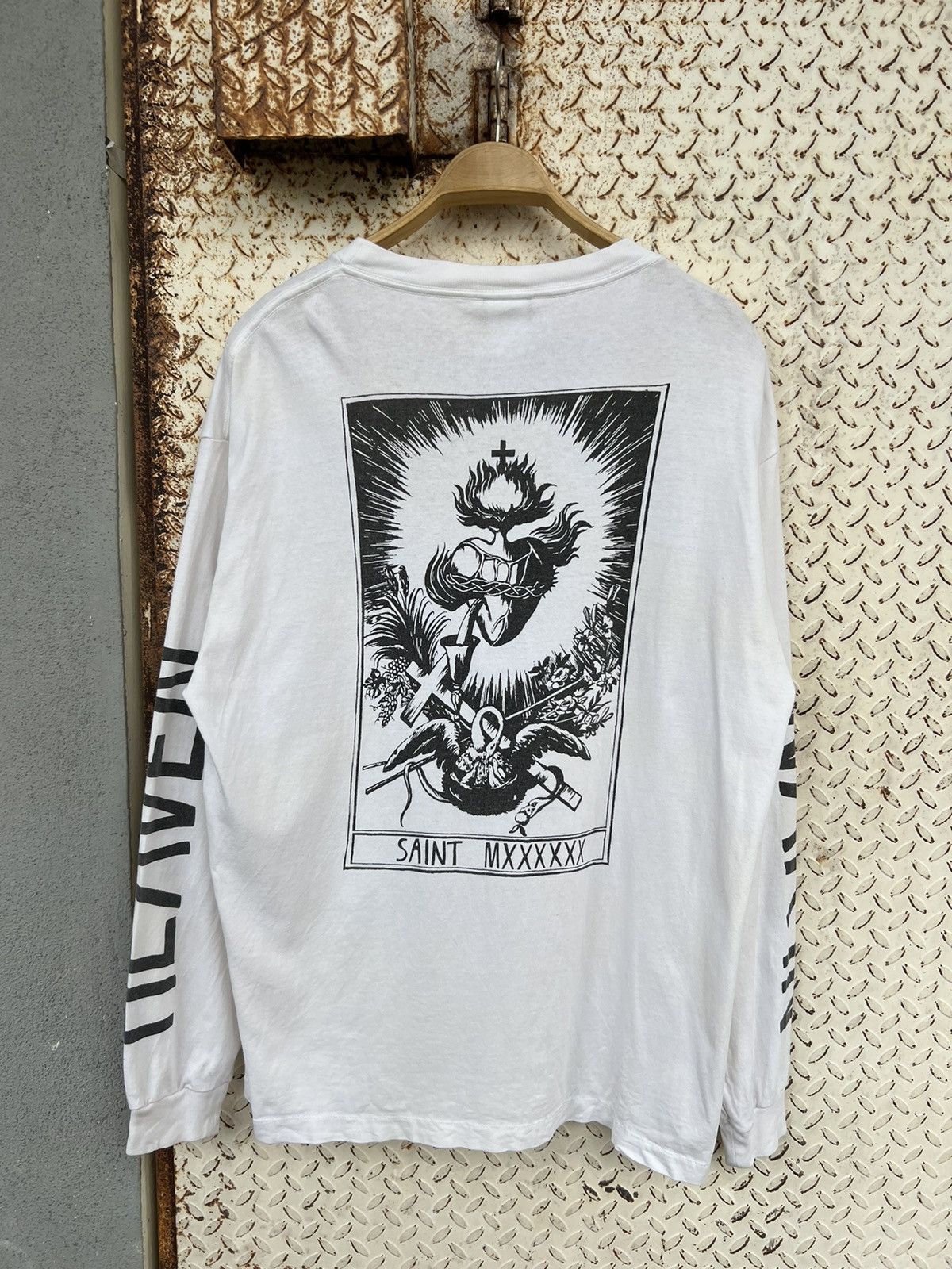 Saint Michael 🔥OFFER🔥SAINT MICHAEL WAR IN HEAVEN LONG SLEEVE TEE WHITE Size US XL / EU 56 / 4 - 8 Thumbnail