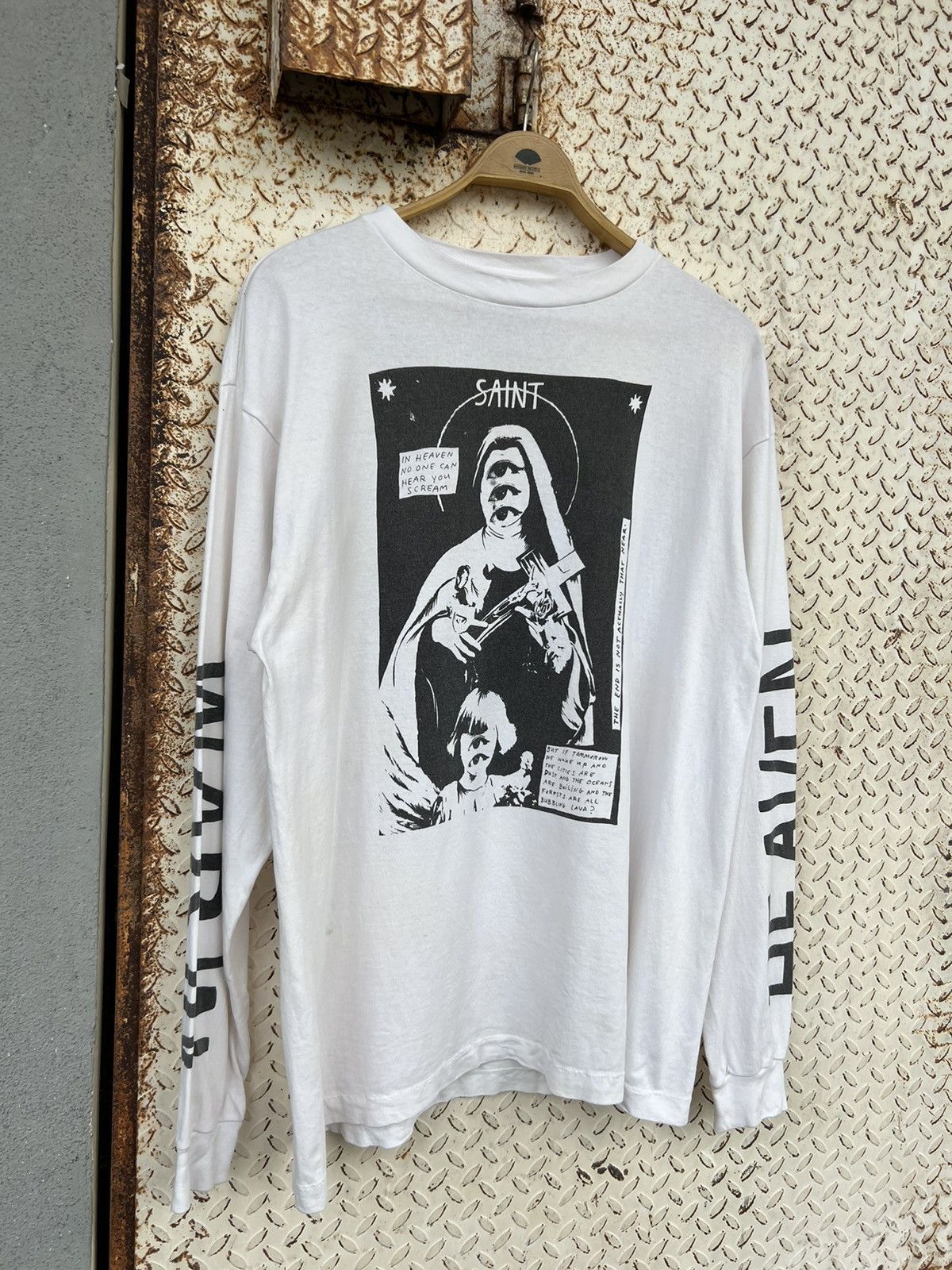 Saint Michael 🔥OFFER🔥SAINT MICHAEL WAR IN HEAVEN LONG SLEEVE TEE WHITE Size US XL / EU 56 / 4 - 3 Thumbnail