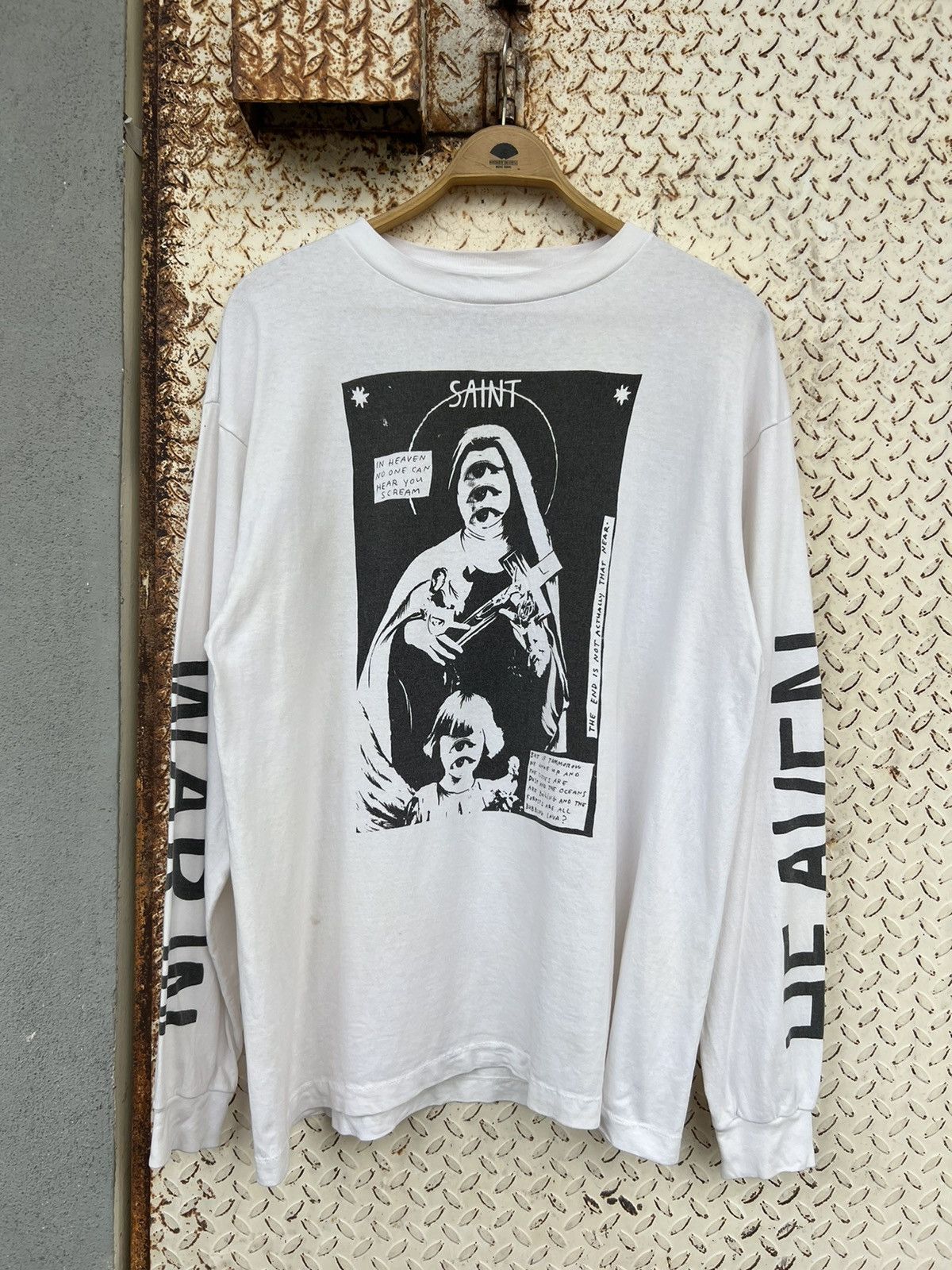 Saint Michael 🔥OFFER🔥SAINT MICHAEL WAR IN HEAVEN LONG SLEEVE TEE WHITE Size US XL / EU 56 / 4 - 2 Thumbnail
