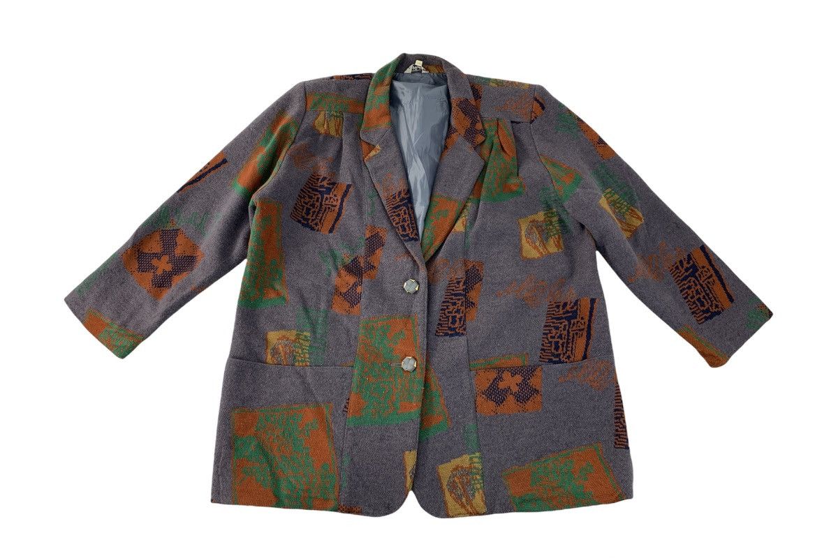 Japanese Brand New Look Approved Wool Coat Jacket Abstract Design Style Size XL / US 12-14 / IT 48-50 - 1 Thumbnail