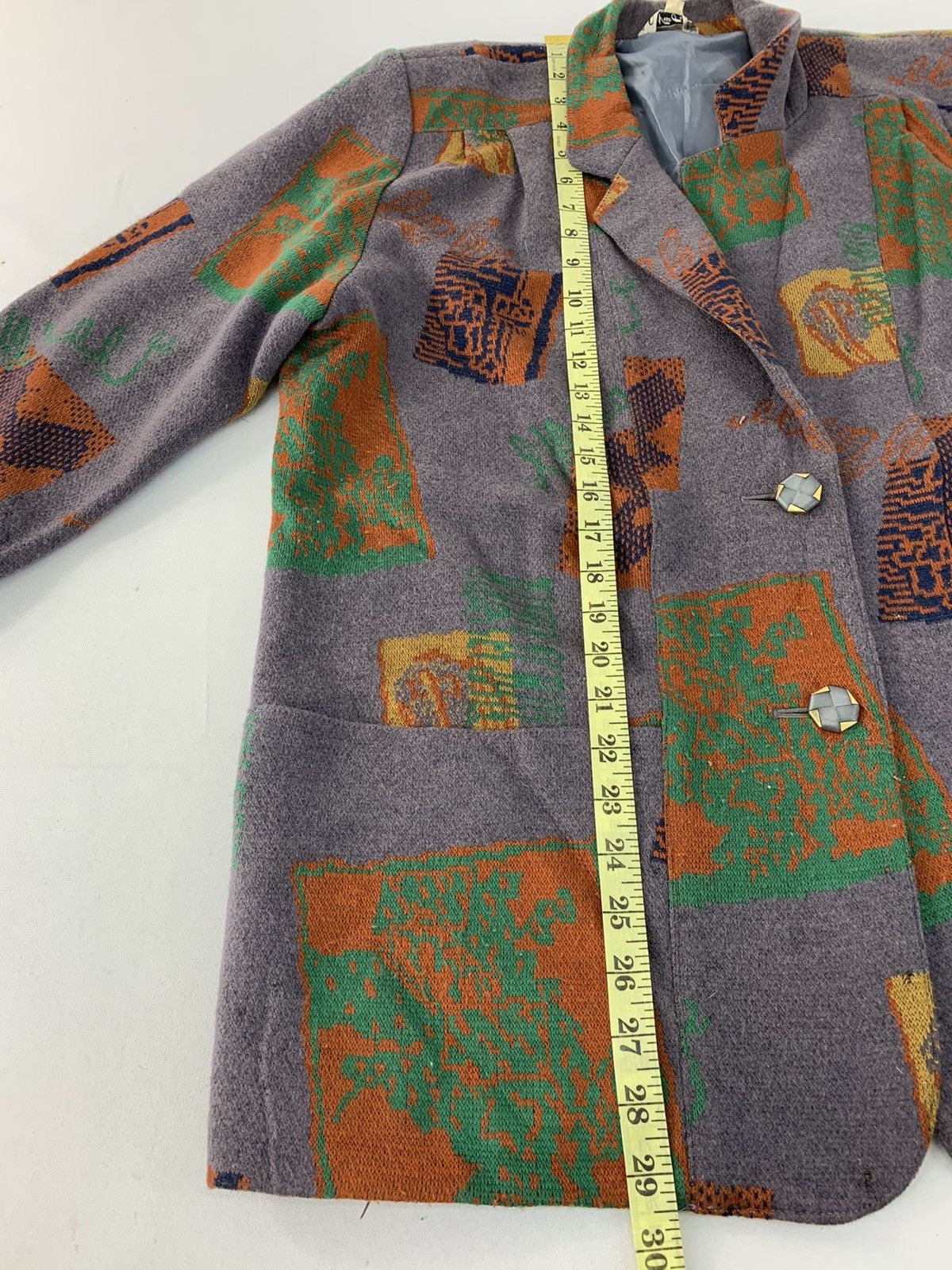 Japanese Brand New Look Approved Wool Coat Jacket Abstract Design Style Size XL / US 12-14 / IT 48-50 - 10 Thumbnail