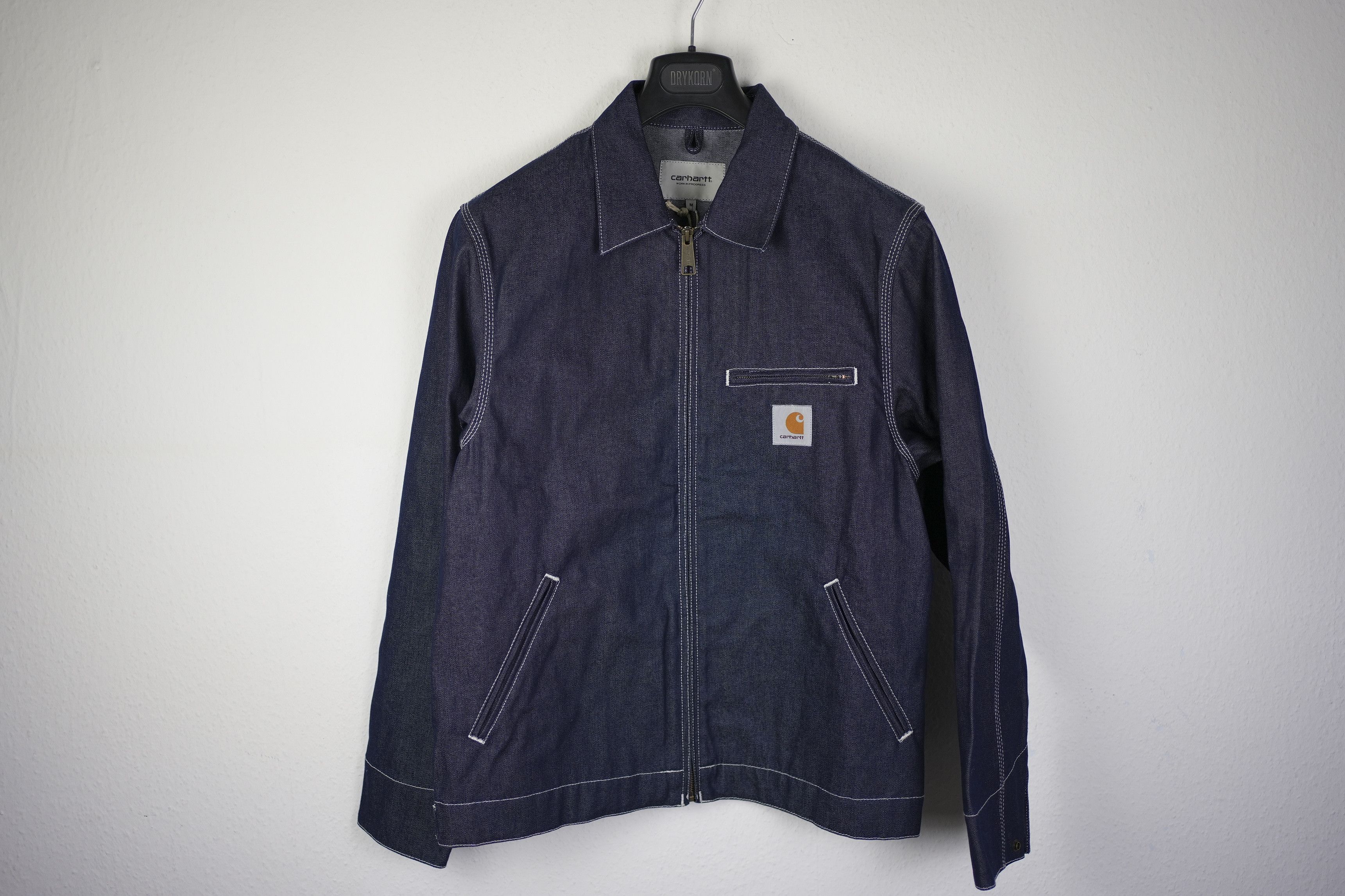 image of NWT Carhartt Wip Detroit Jacket Denim Blue Rigid Size L, Men's