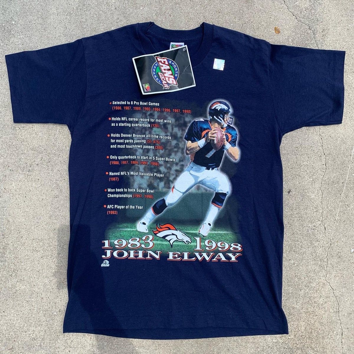 Vintage 90s John Elway Denver Broncos Pro Player T-shirt Size 