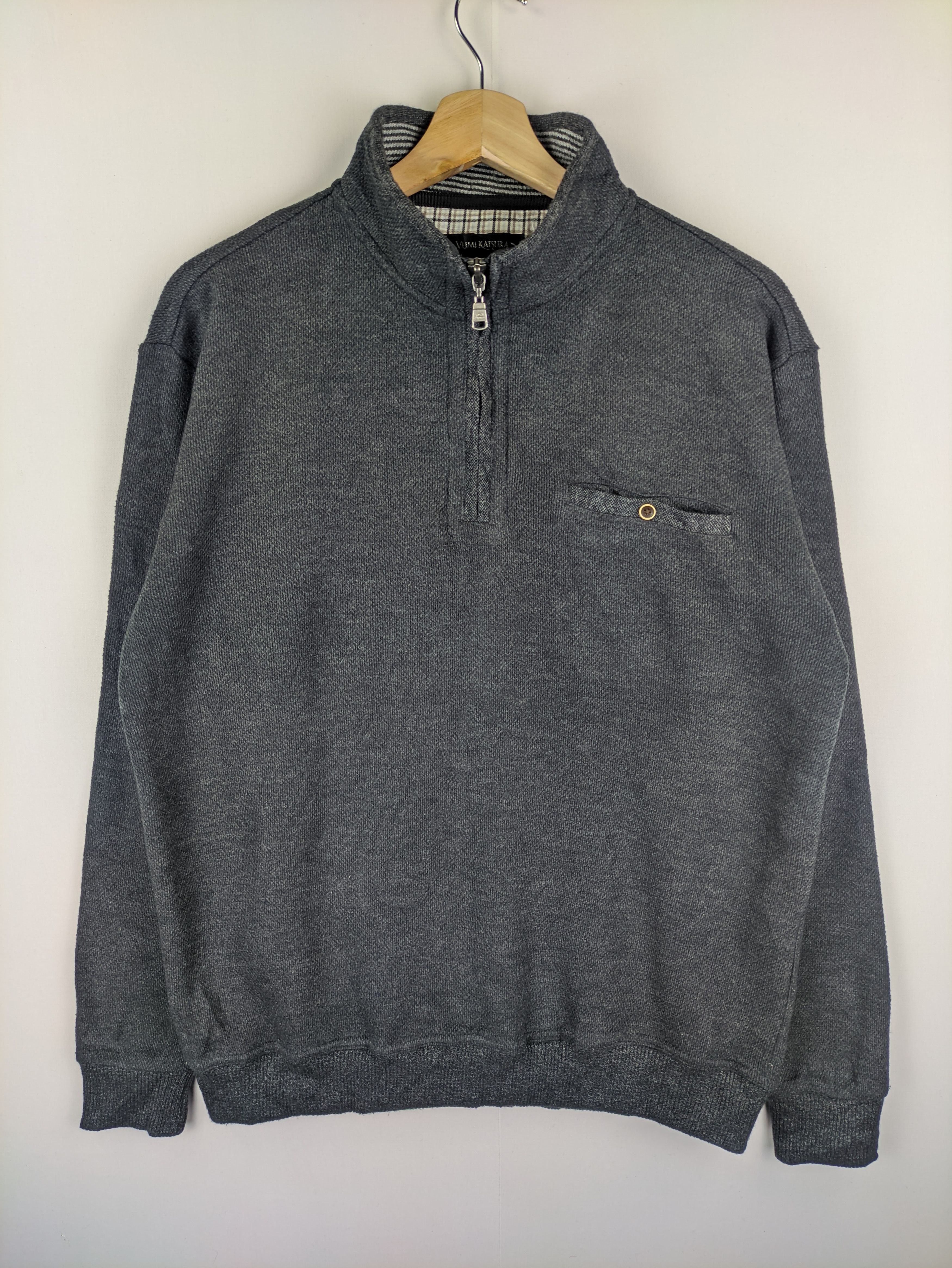 image of Vintage Stealspolo Sweatshirt Quarter Zipper By Yumi Katsura in Black Gray, Men's (Size Medium)