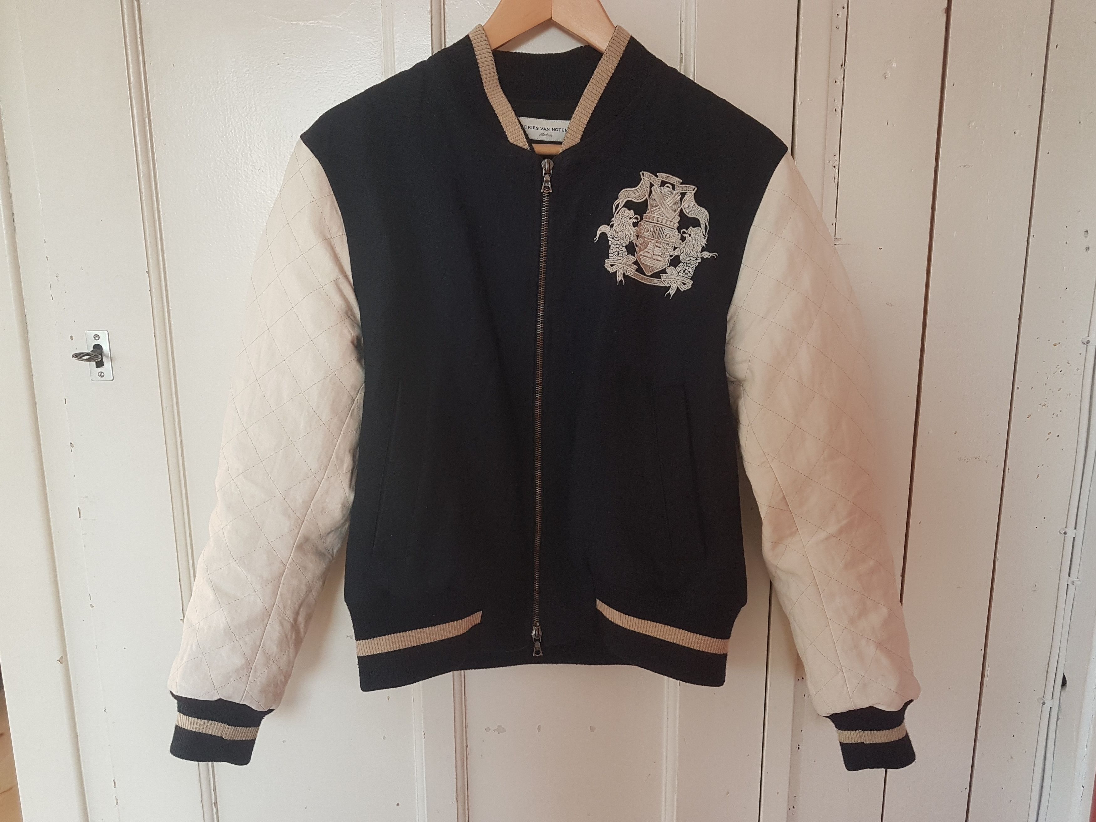 image of Dries Van Noten Varsity Bomber in Dark Blue, Men's (Size Medium)