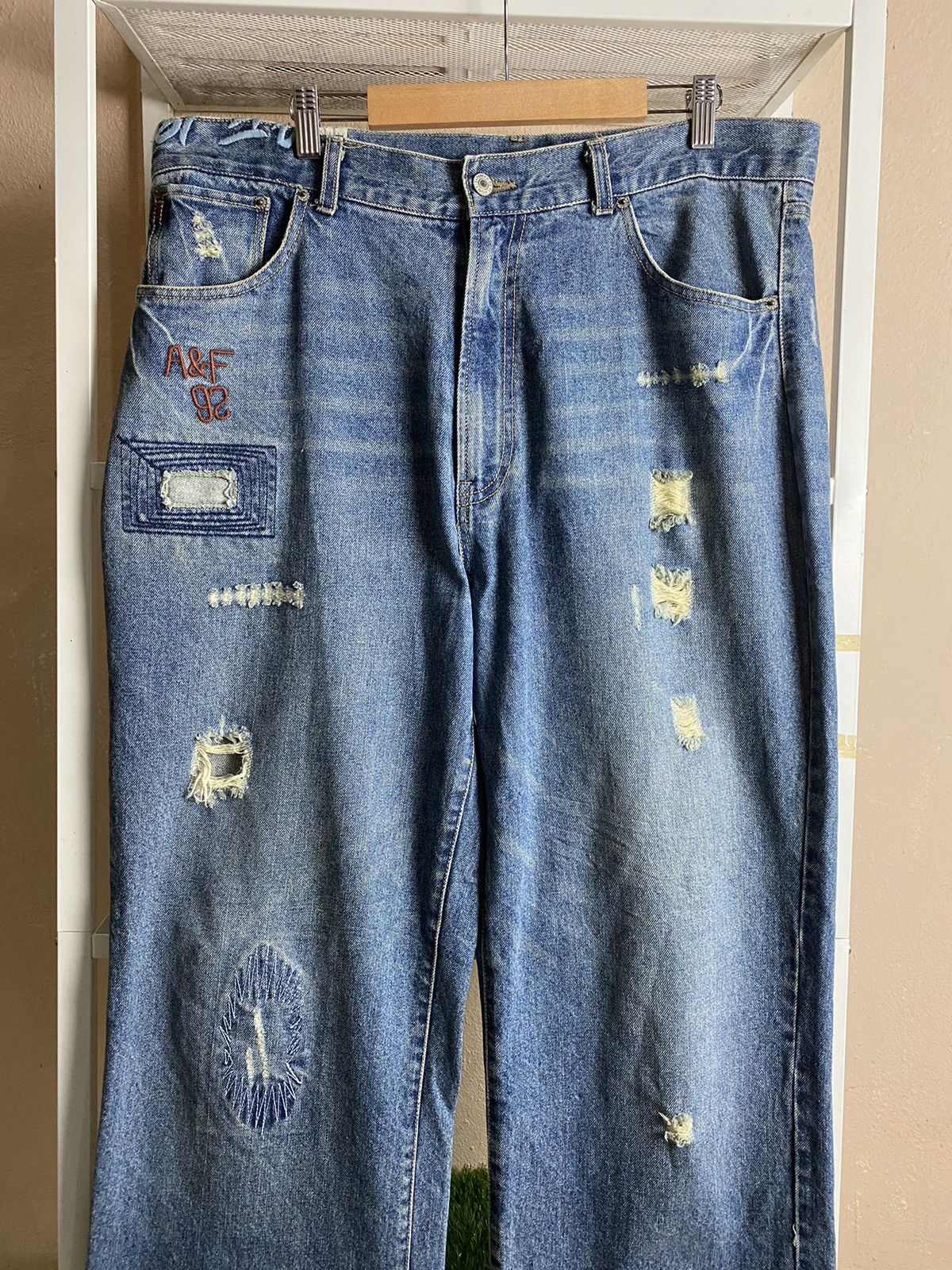 Abercrombie & Fitch Vintage Distressed Abercombie & Fitch Patchwork Baggy Jeans Size US 39 - 4 Thumbnail