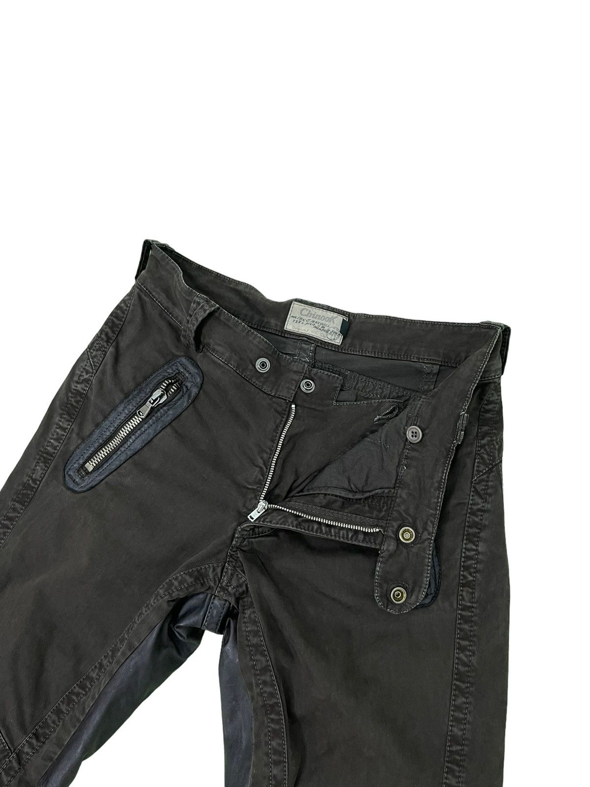 Japanese Brand Slim Biker Chinook Stretch Hybrid Moleskin Leather 1🟦2 Size US 31 - 24 Thumbnail