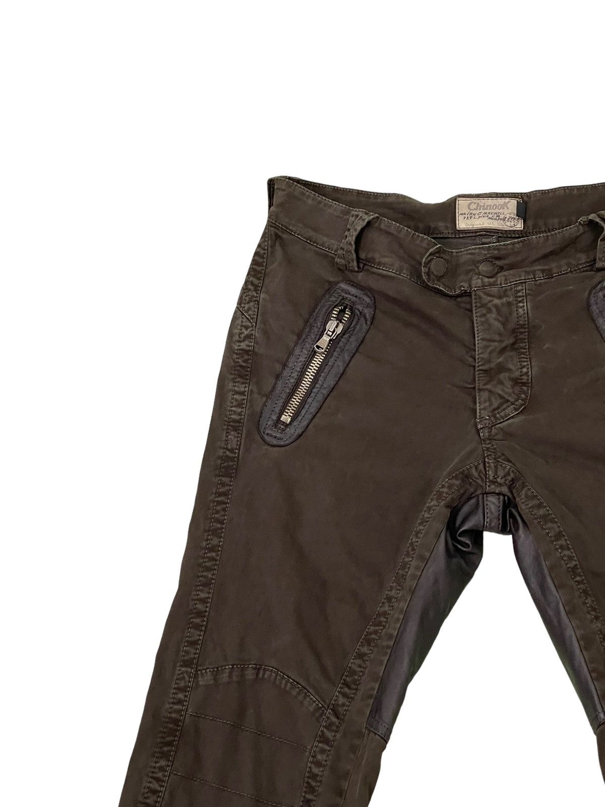 Japanese Brand Slim Biker Chinook Stretch Hybrid Moleskin Leather 1🟦2 Size US 31 - 18 Thumbnail