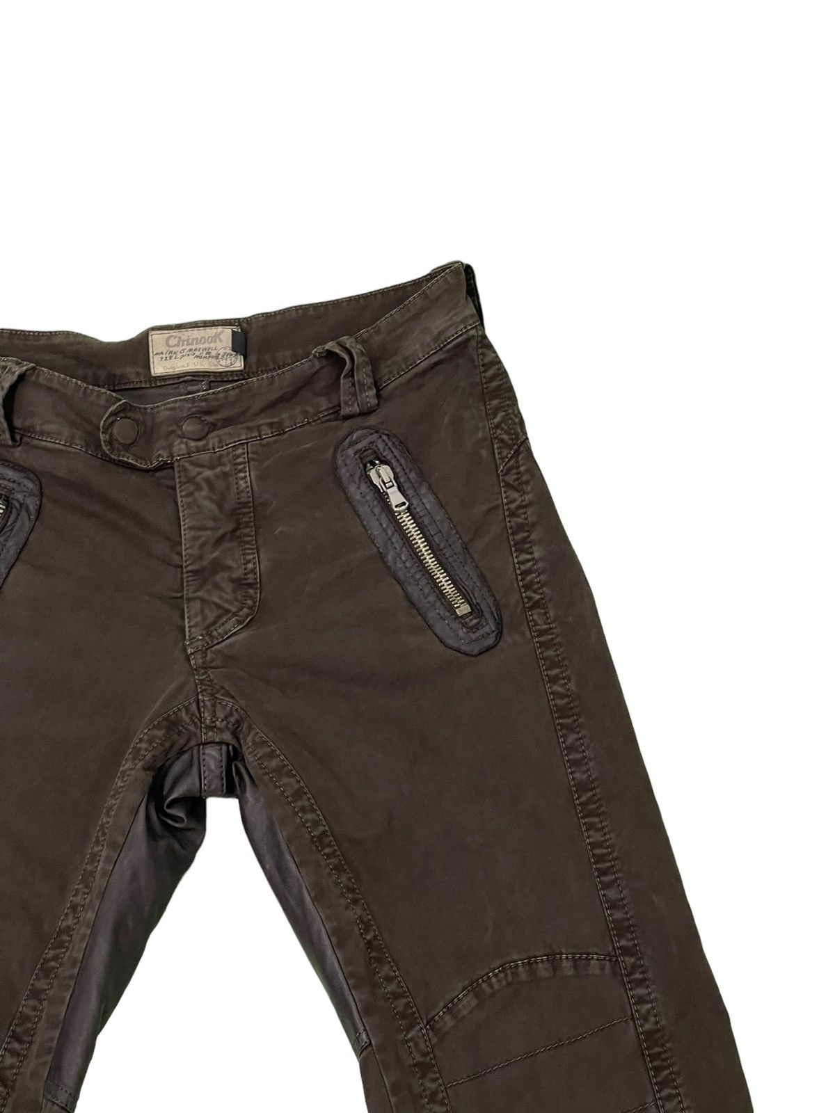 Japanese Brand Slim Biker Chinook Stretch Hybrid Moleskin Leather 1🟦2 Size US 31 - 19 Thumbnail