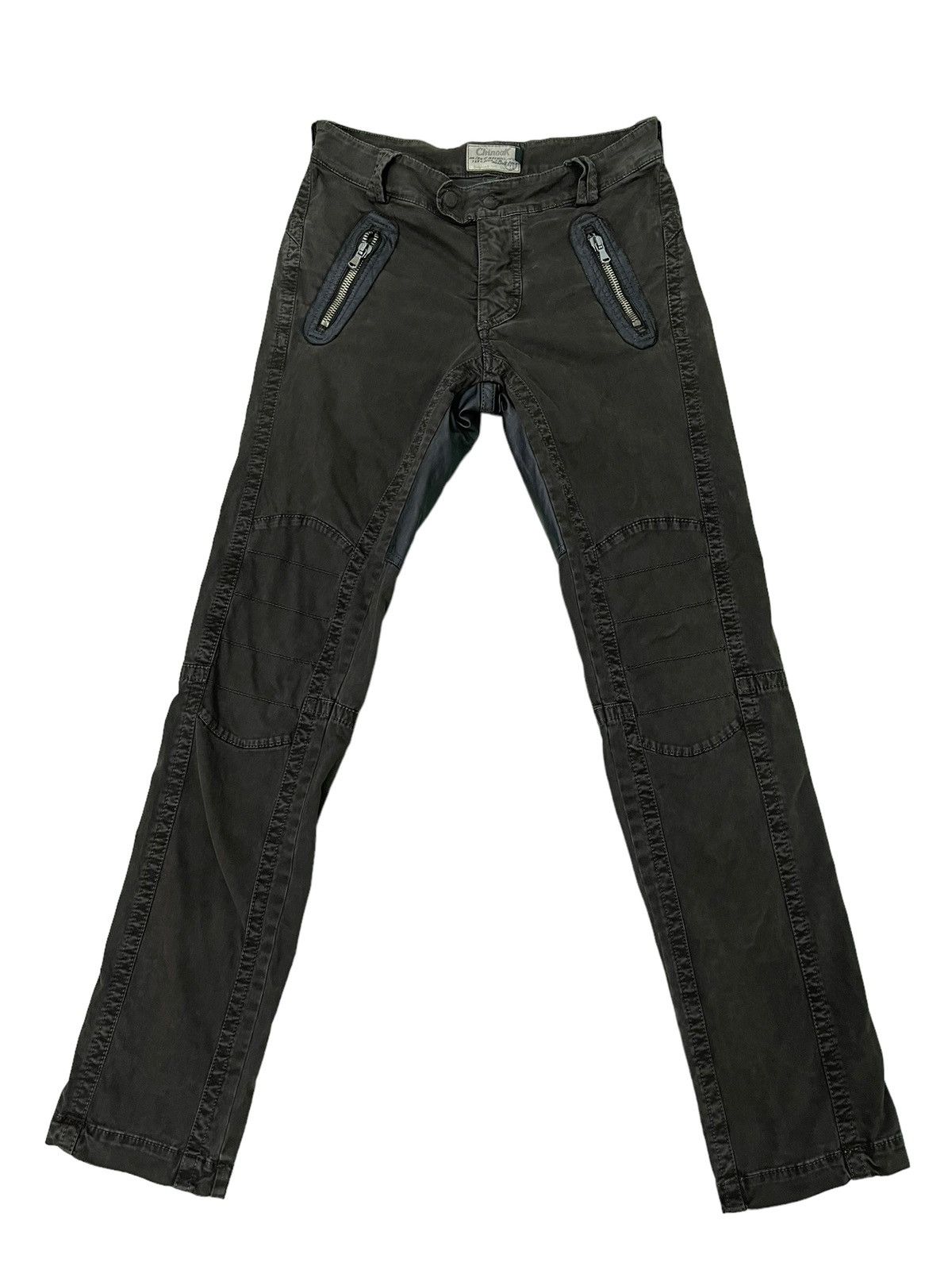 Japanese Brand Slim Biker Chinook Stretch Hybrid Moleskin Leather 1🟦2 Size US 31 - 11 Thumbnail