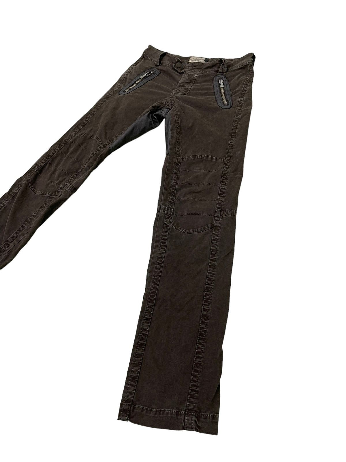Japanese Brand Slim Biker Chinook Stretch Hybrid Moleskin Leather 1🟦2 Size US 31 - 13 Thumbnail