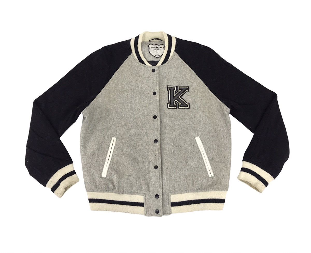 image of Streetwear Bershka-Bsk Outerwear Varsity Jacket College in Grey, Men's (Size Small)