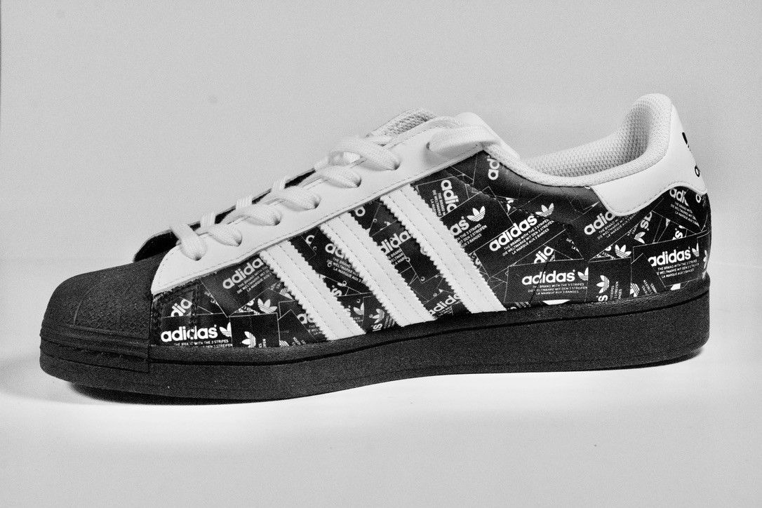 Adidas Adidas Superstar Black/White Label All Over Print 11 | Grailed