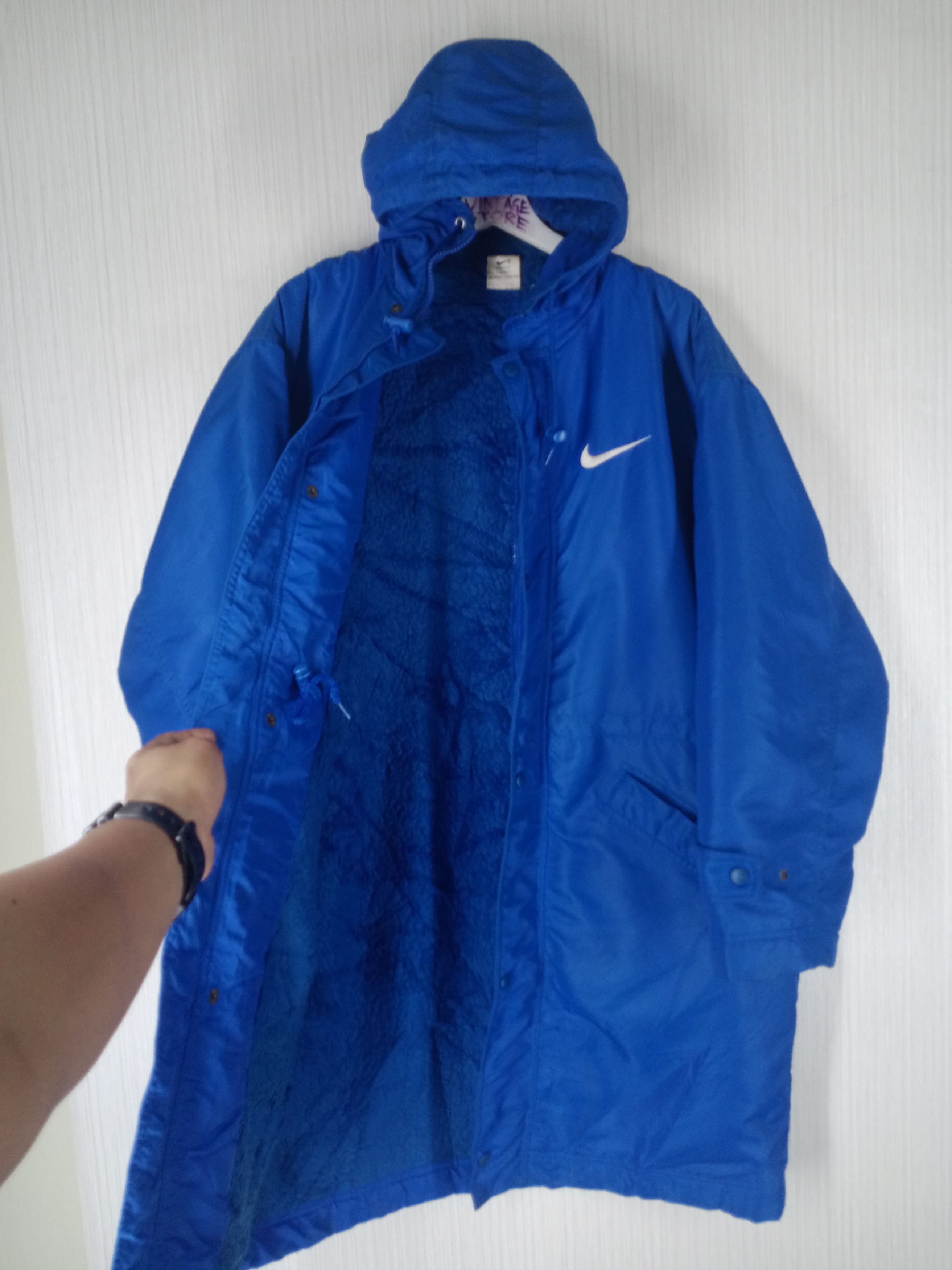 Nike Vintage 90s Nike Big Swoosh Winter Long Jacket Hoodie Size US L / EU 52-54 / 3 - 11 Thumbnail
