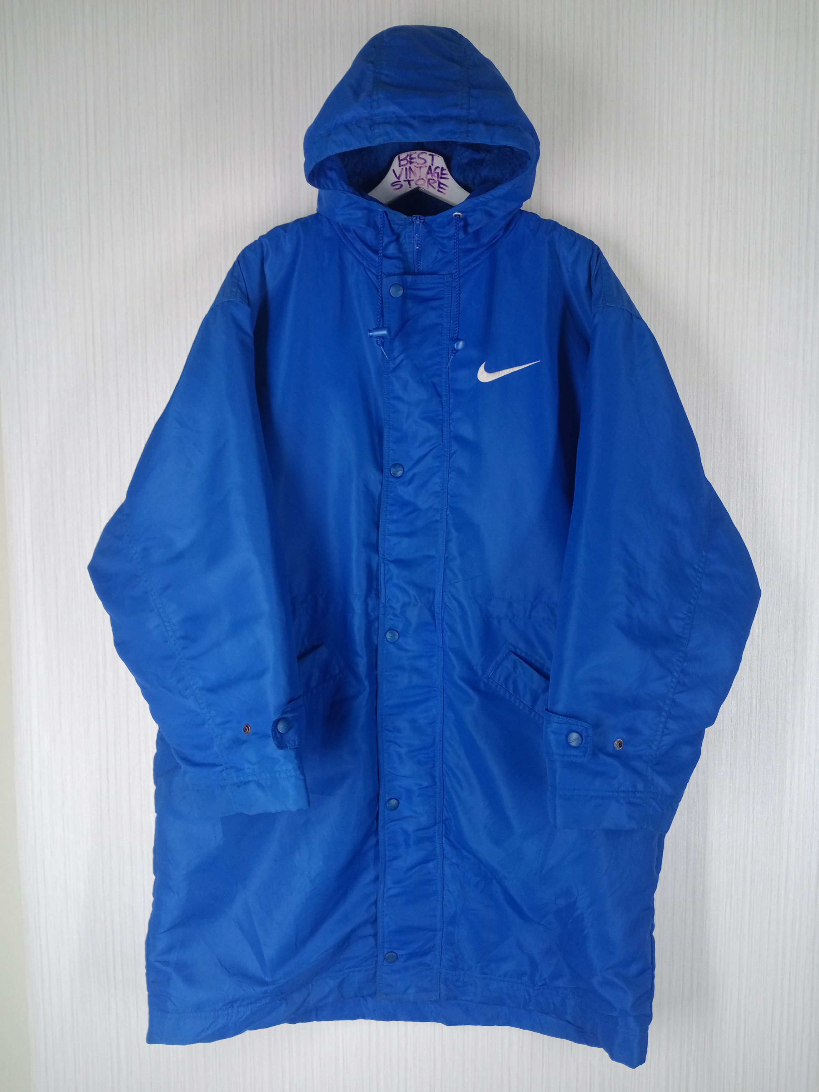 Nike Vintage 90s Nike Big Swoosh Winter Long Jacket Hoodie Size US L / EU 52-54 / 3 - 2 Thumbnail