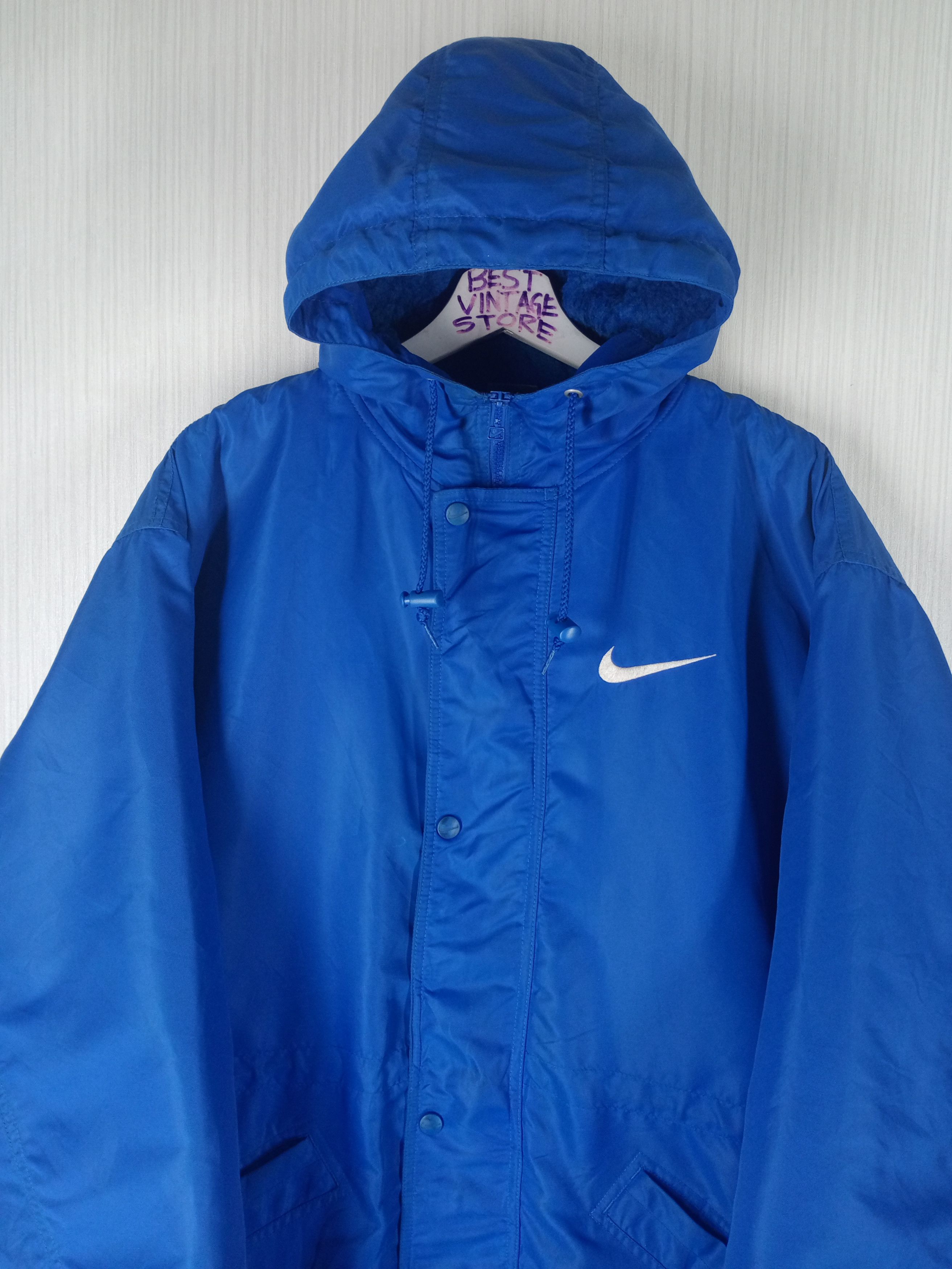 Nike Vintage 90s Nike Big Swoosh Winter Long Jacket Hoodie Size US L / EU 52-54 / 3 - 10 Thumbnail
