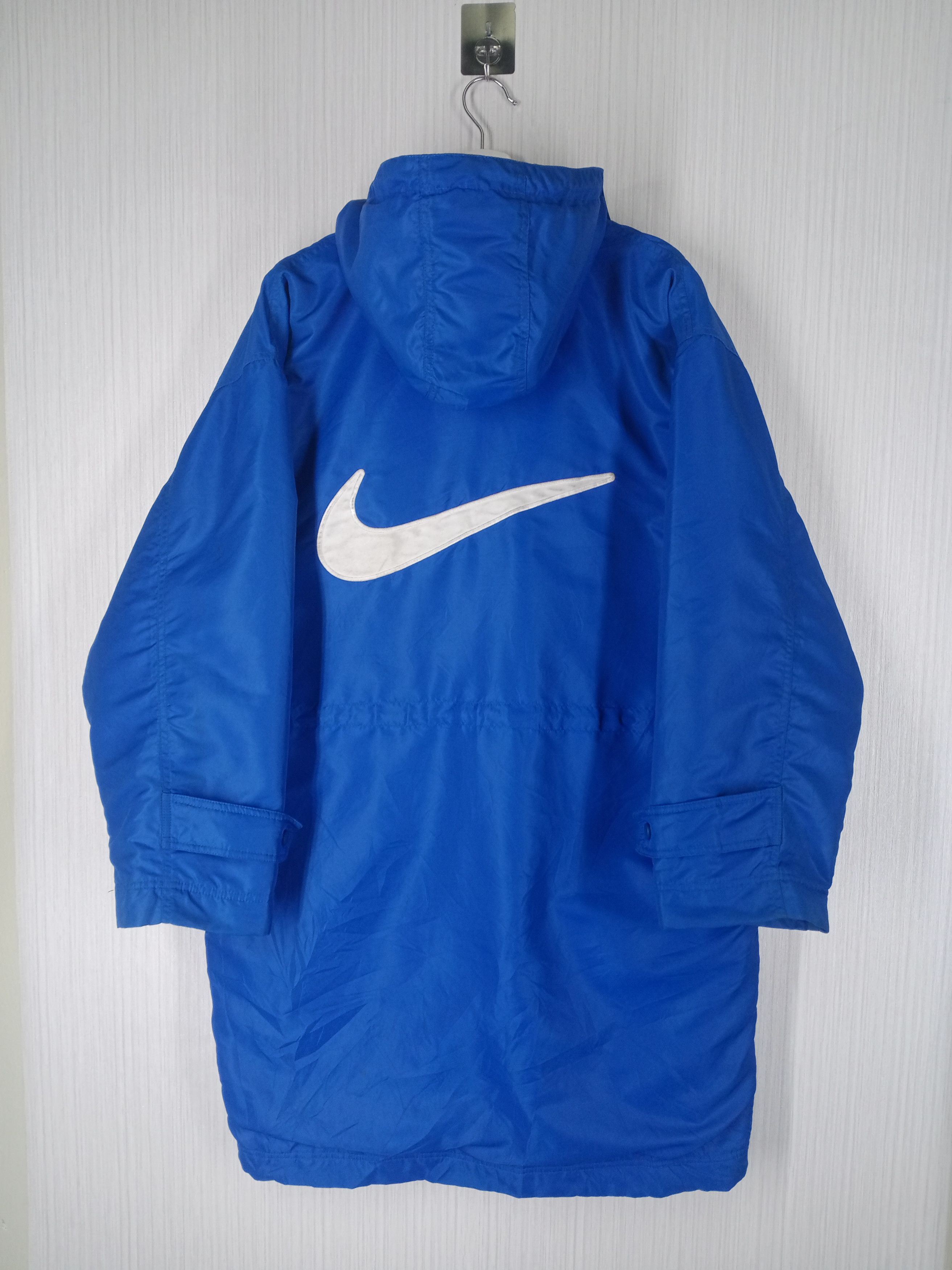 Nike Vintage 90s Nike Big Swoosh Winter Long Jacket Hoodie Size US L / EU 52-54 / 3 - 1 Thumbnail